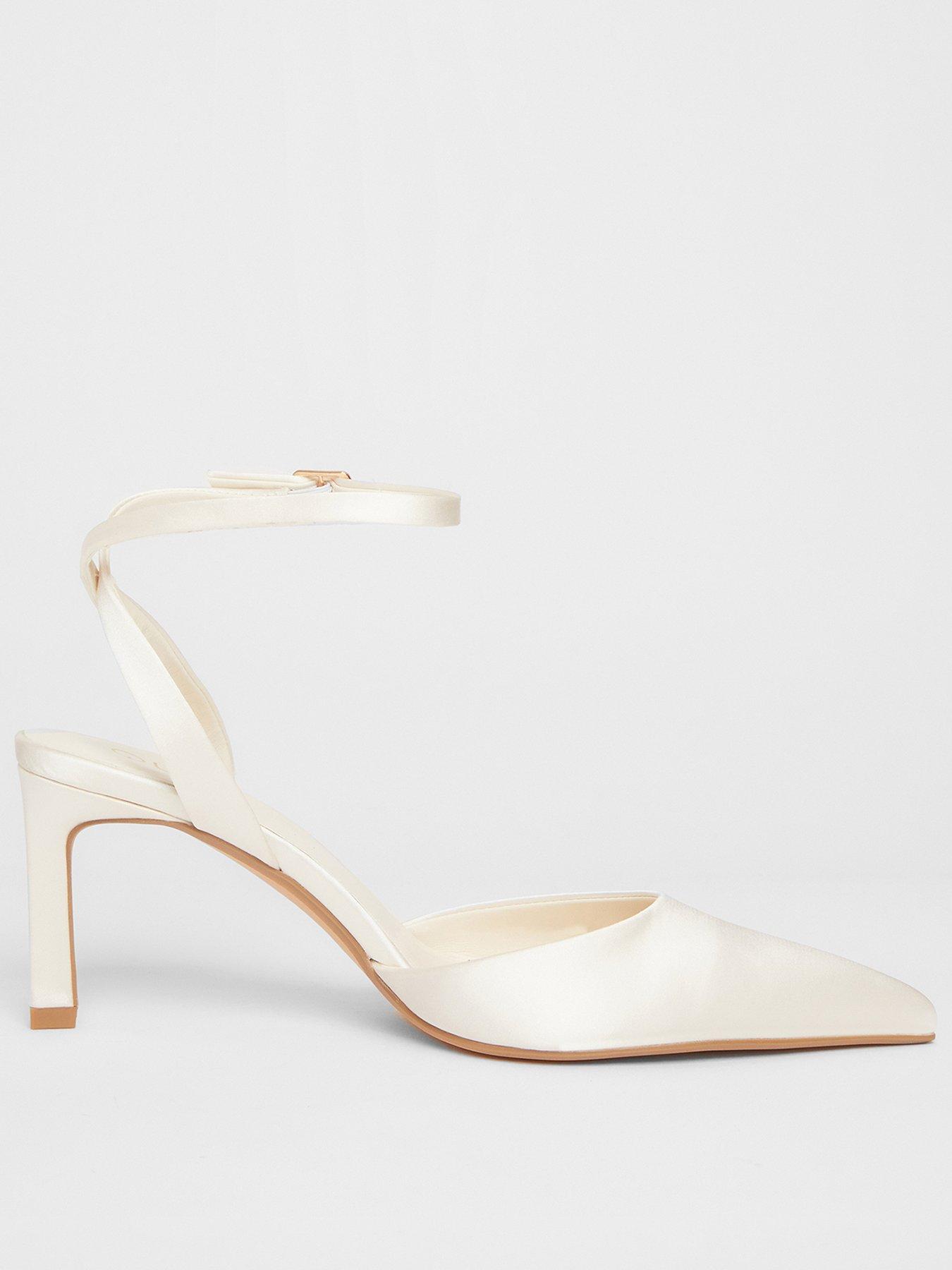 Image 1 of 5 of Quiz Bridal White Satin Court Heels