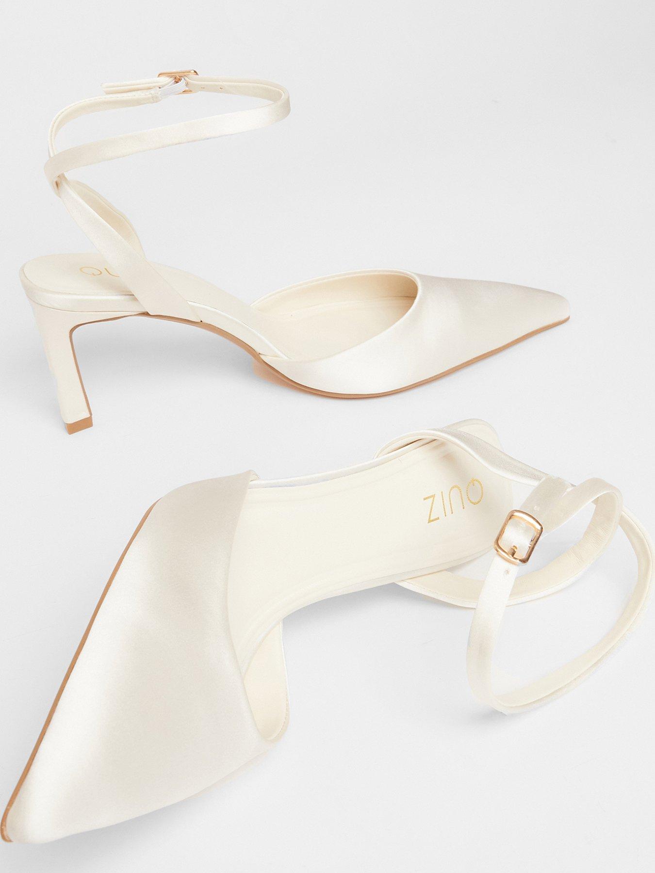 Image 4 of 5 of Quiz Bridal White Satin Court Heels