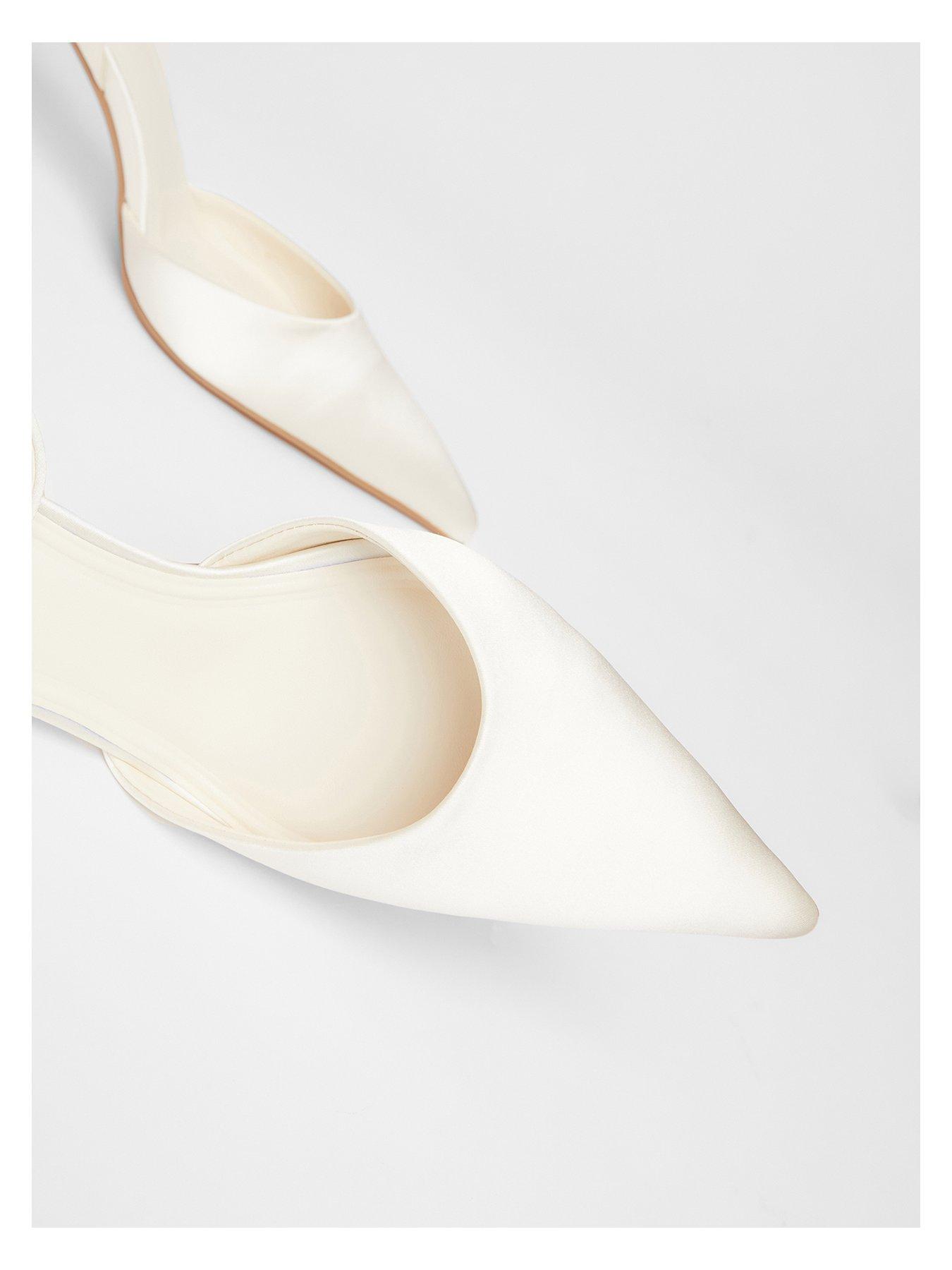 Image 5 of 5 of Quiz Bridal White Satin Court Heels