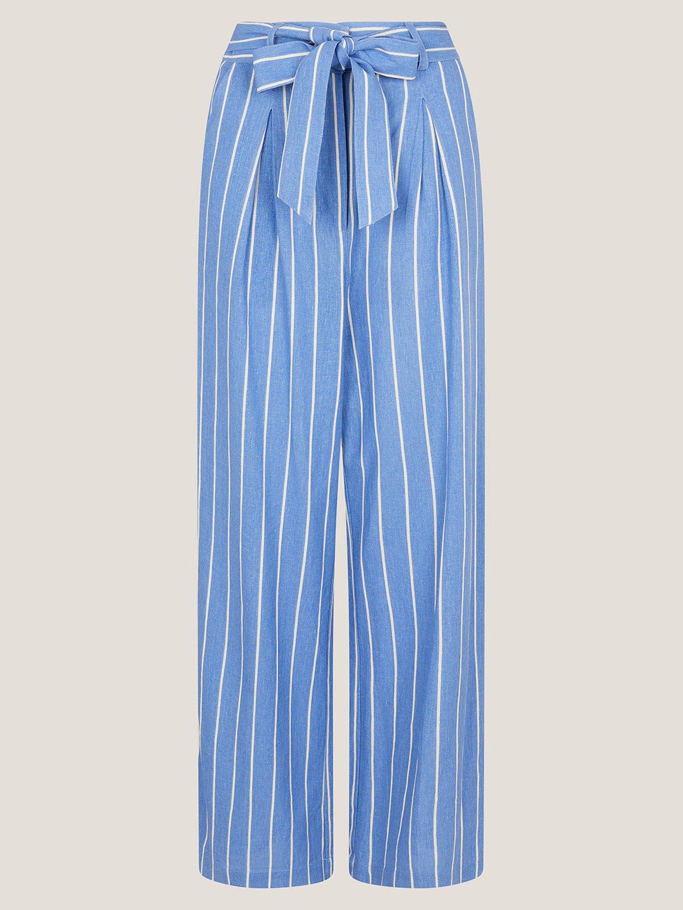 Image 3 of 5 of Monsoon Susan Stripe Trousers - Blue