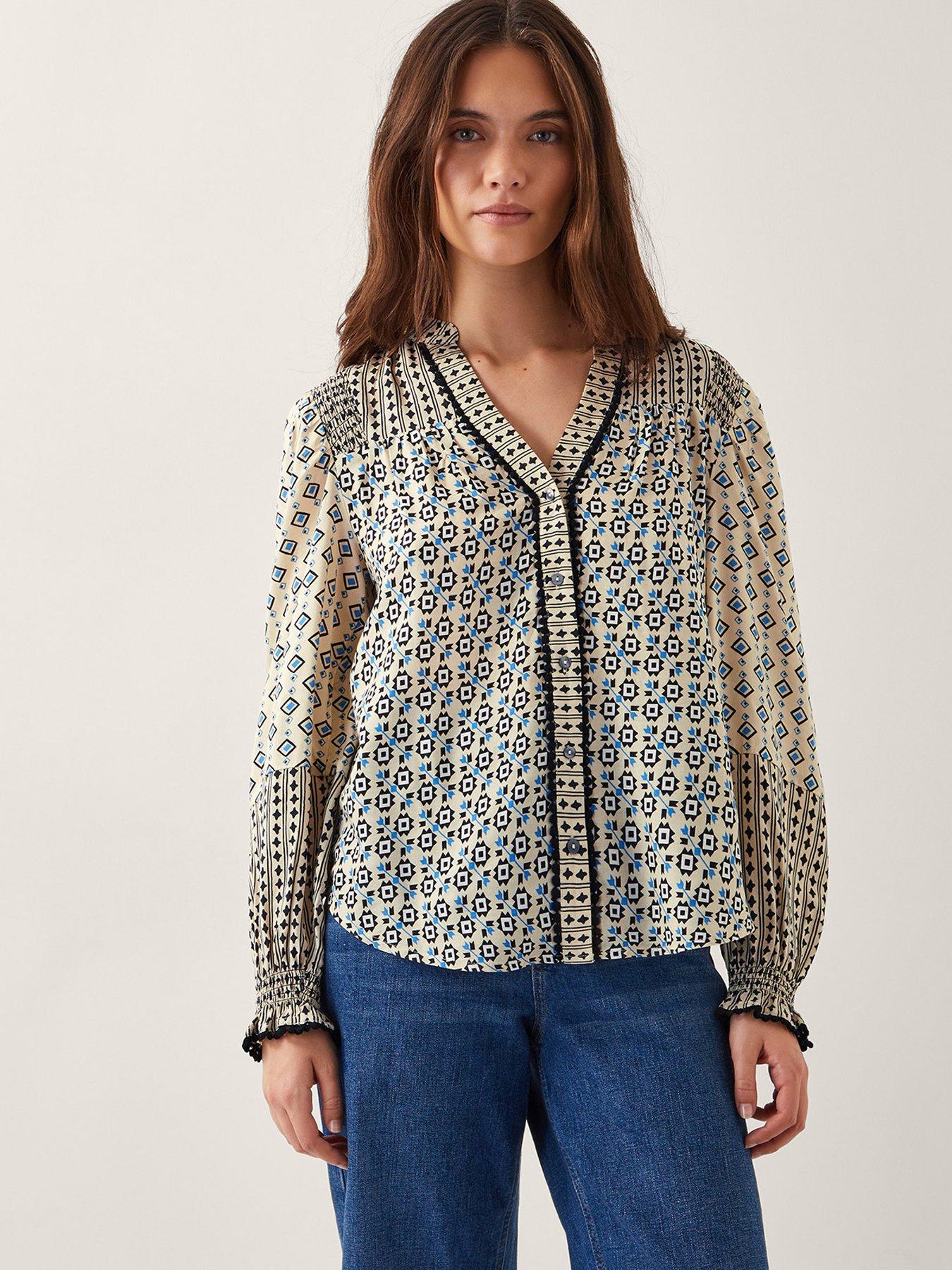 undefined Jemmie Geo Print Top - Ivory