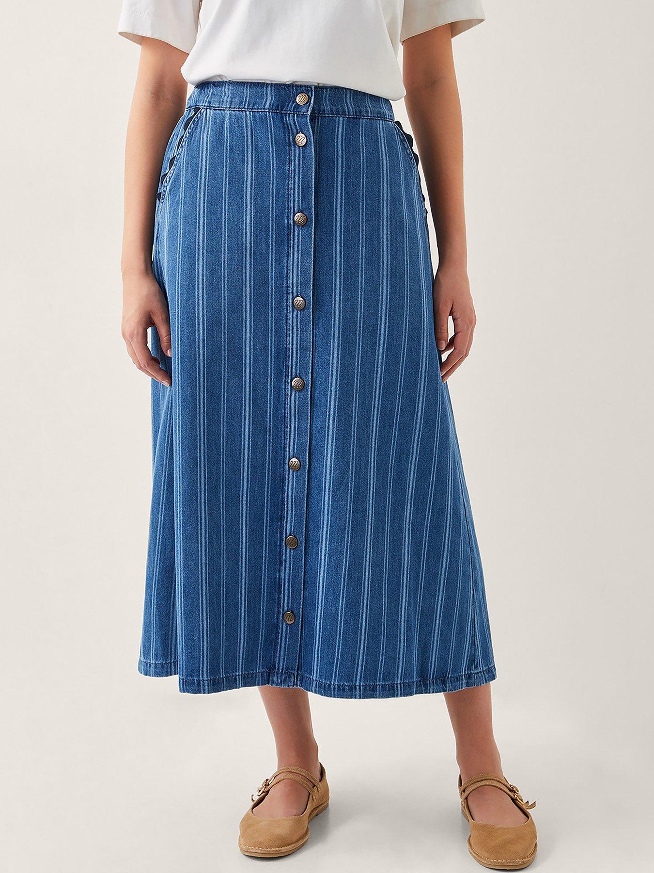 undefined Ottilie Stripe Skirt - Blue