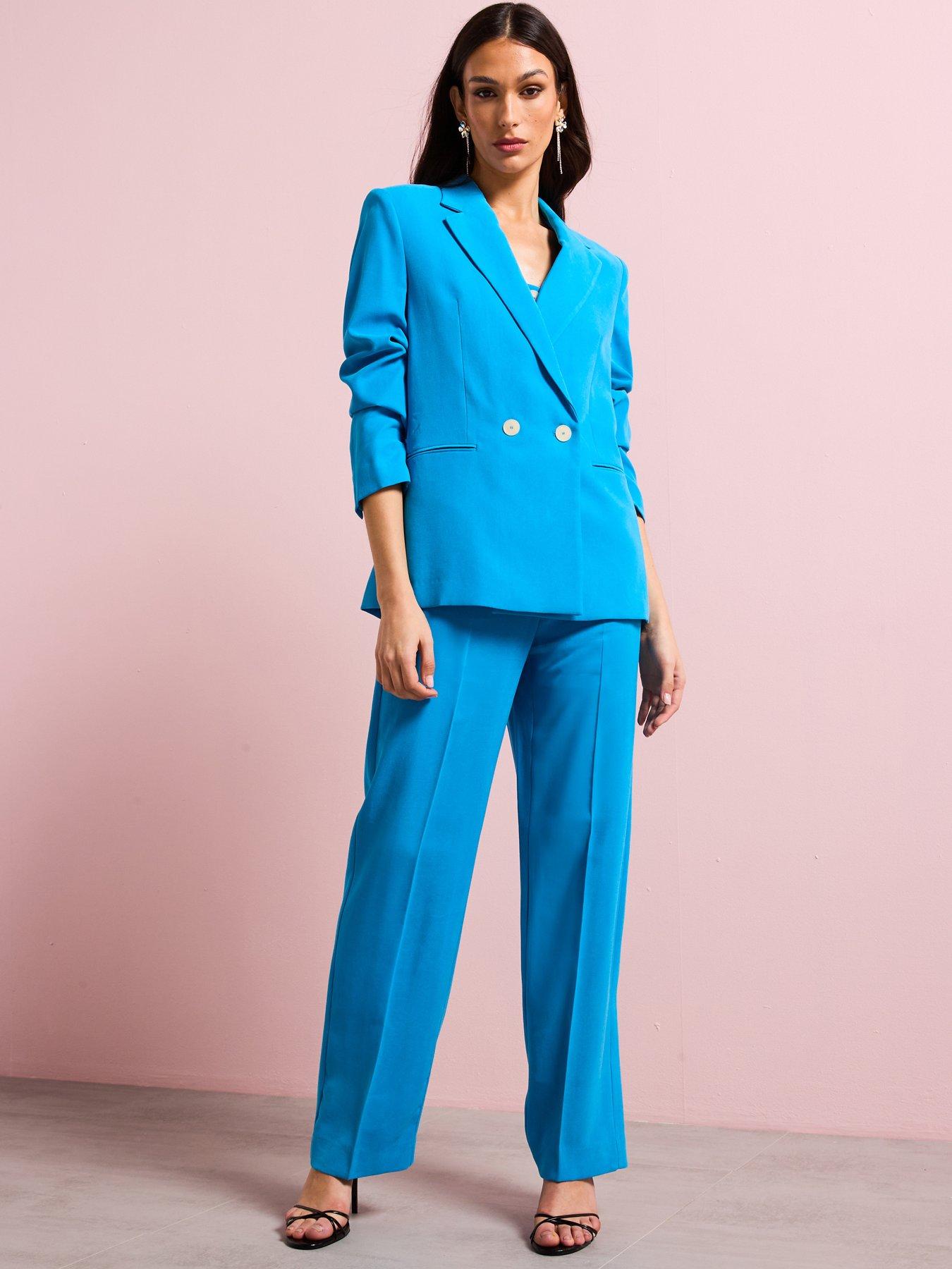 undefined Straight Suit Trousers - Blue