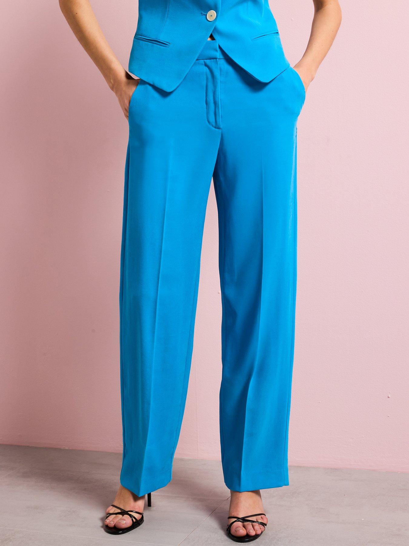 Image 2 of 5 of Mango Straight Suit Trousers - Blue