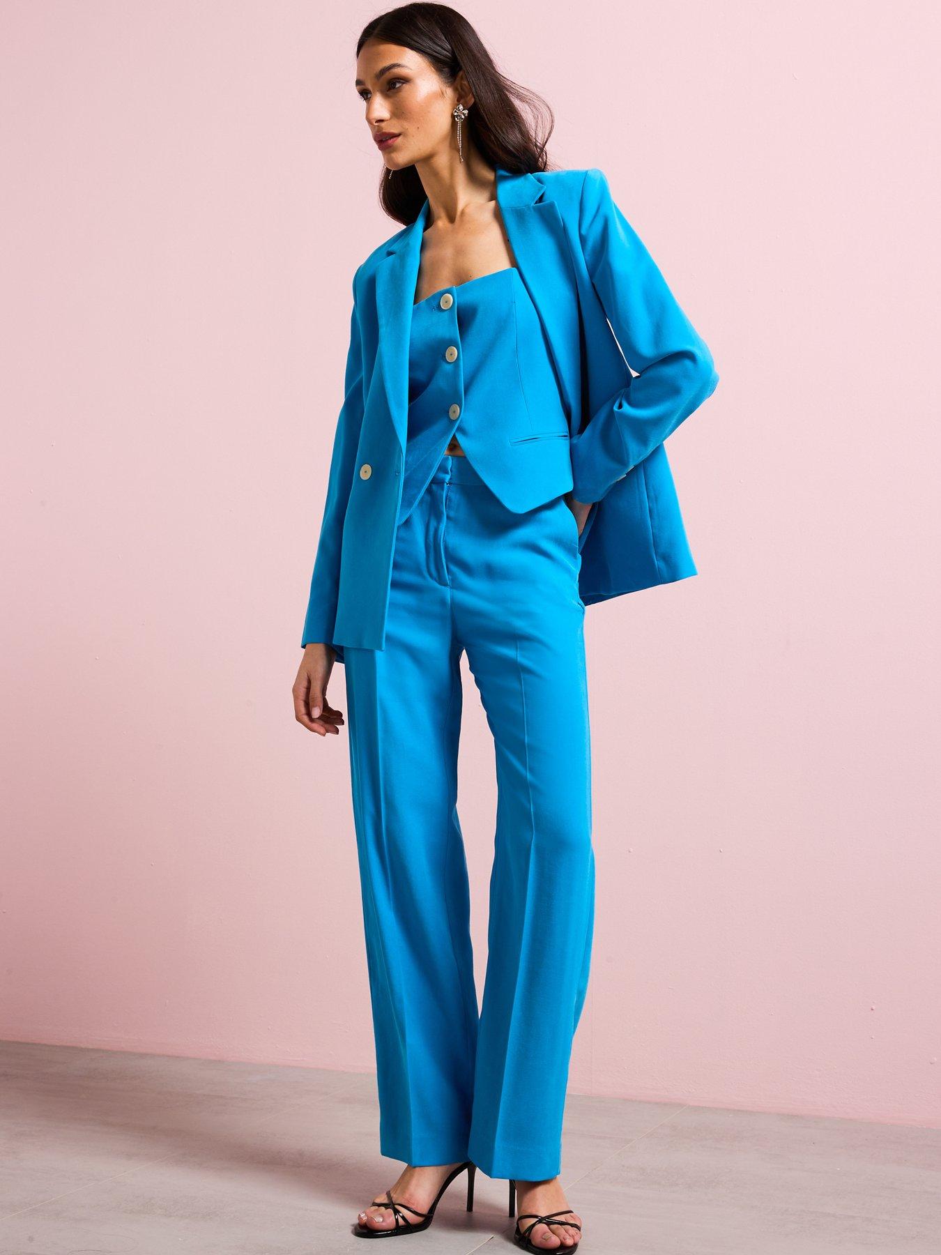 Image 5 of 5 of Mango Straight Suit Trousers - Blue