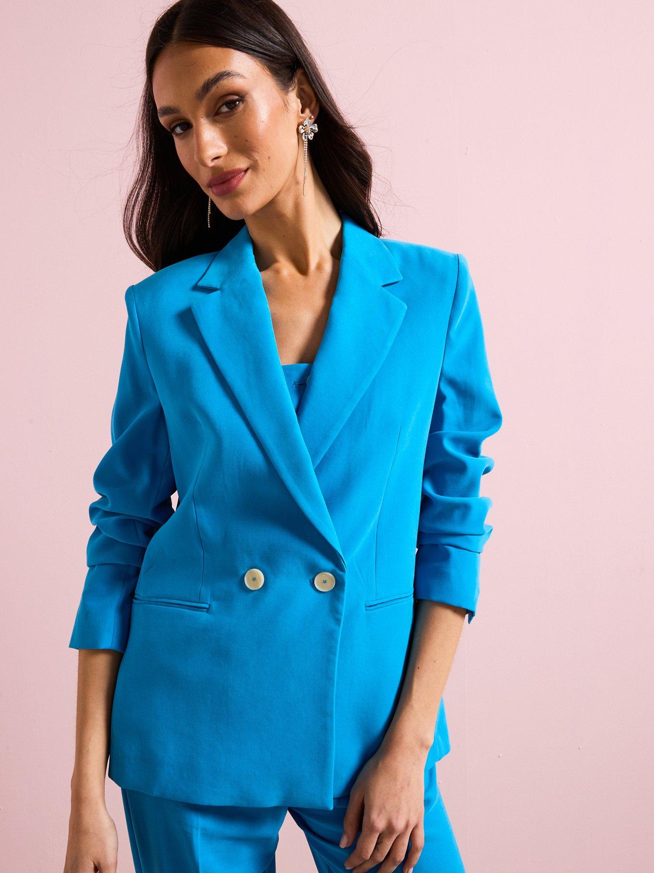 undefined Straight Fit Suit Jacket - Blue
