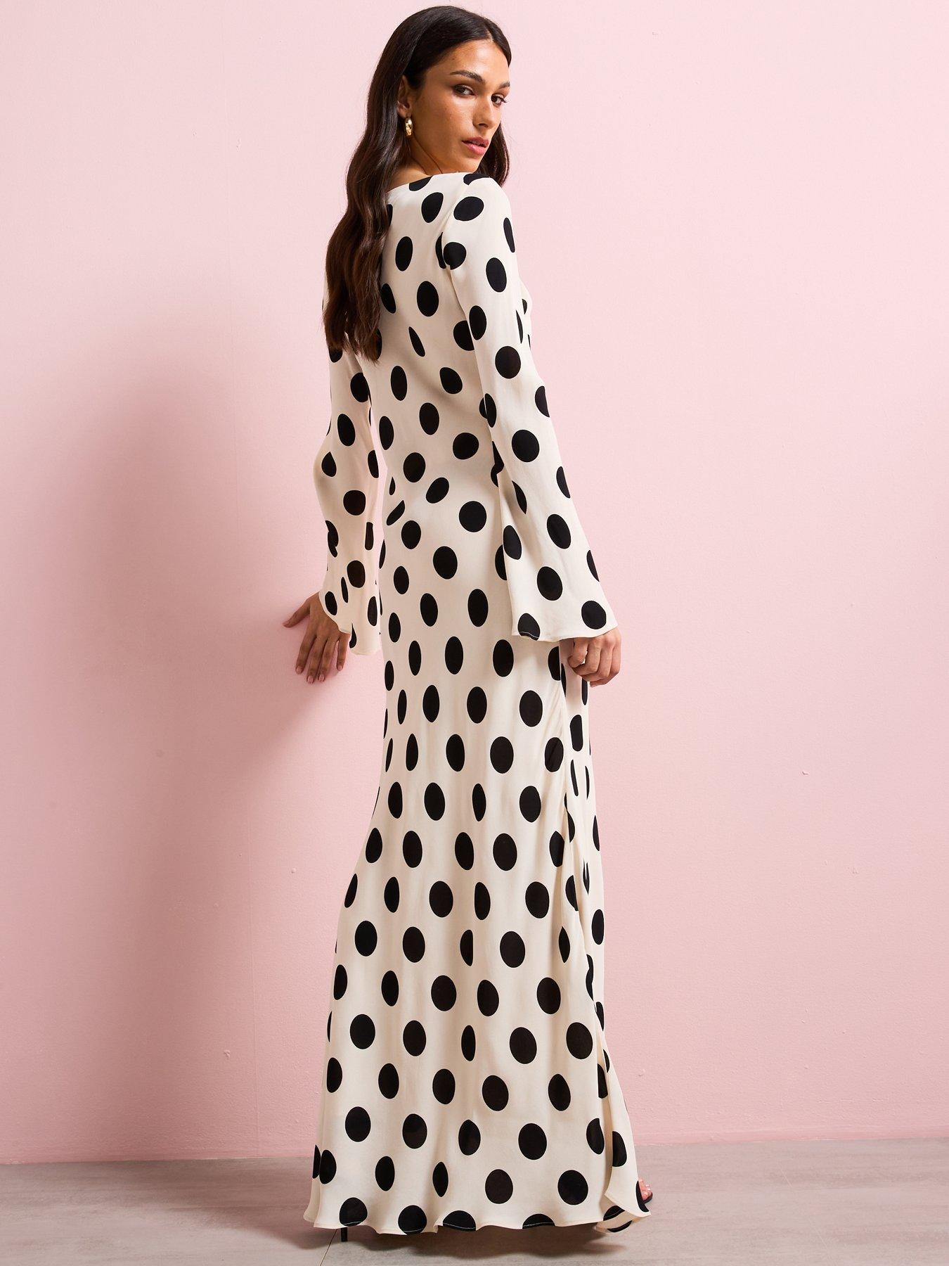 Image 2 of 6 of Mango Flared Sleeve Polka-dot Dress