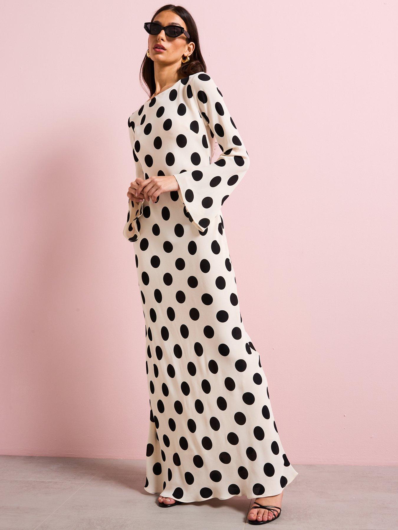 Image 5 of 6 of Mango Flared Sleeve Polka-dot Dress