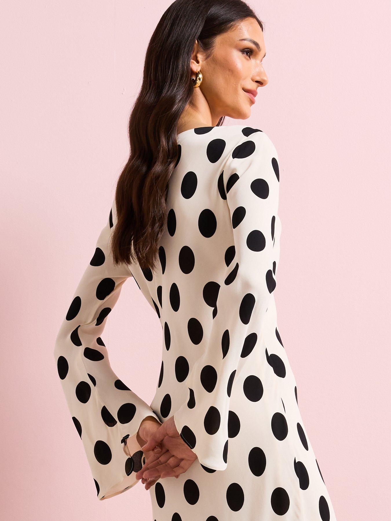Image 6 of 6 of Mango Flared Sleeve Polka-dot Dress