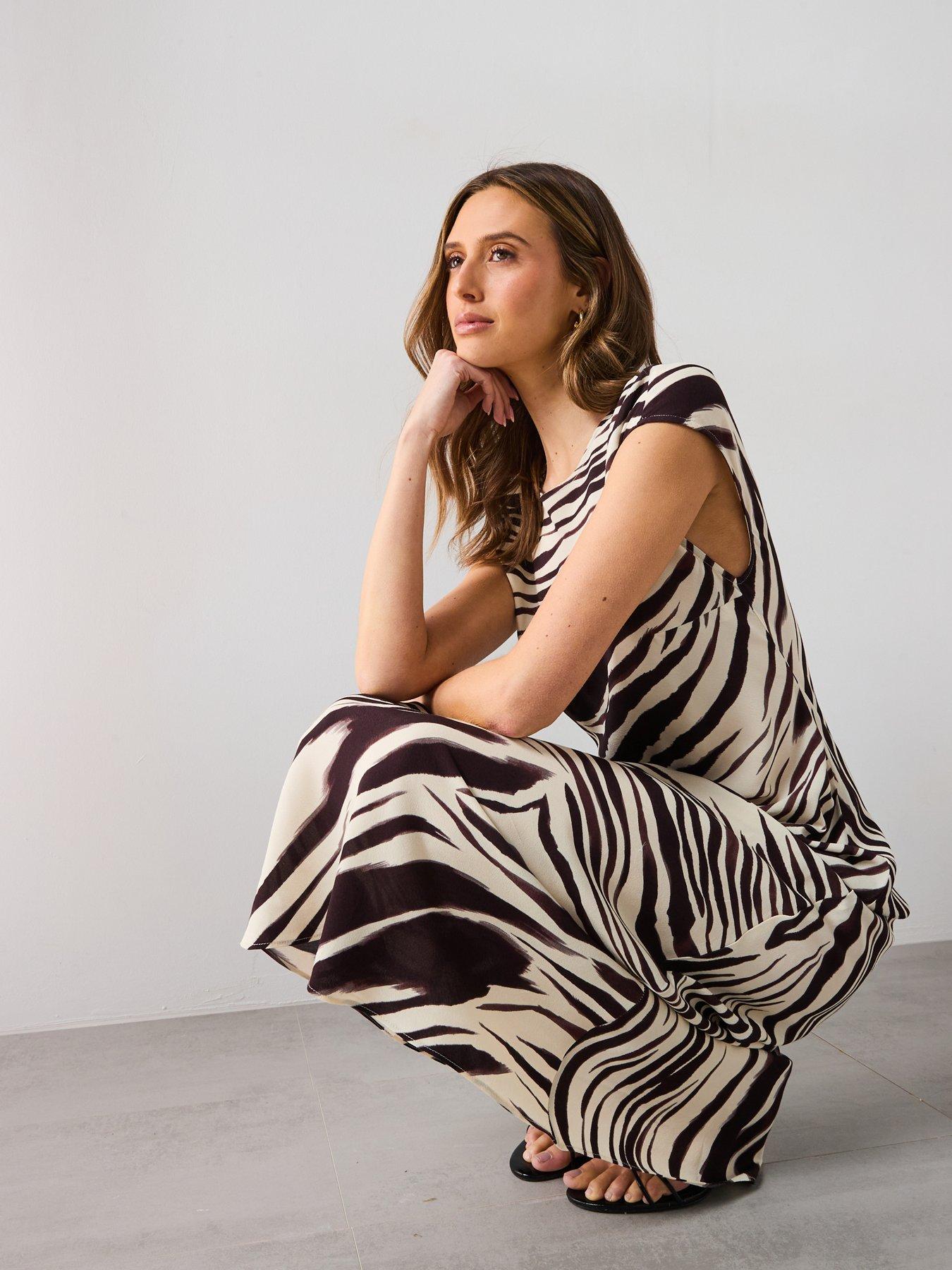 Mango Zebra Print Midi Dress - Cream | Very