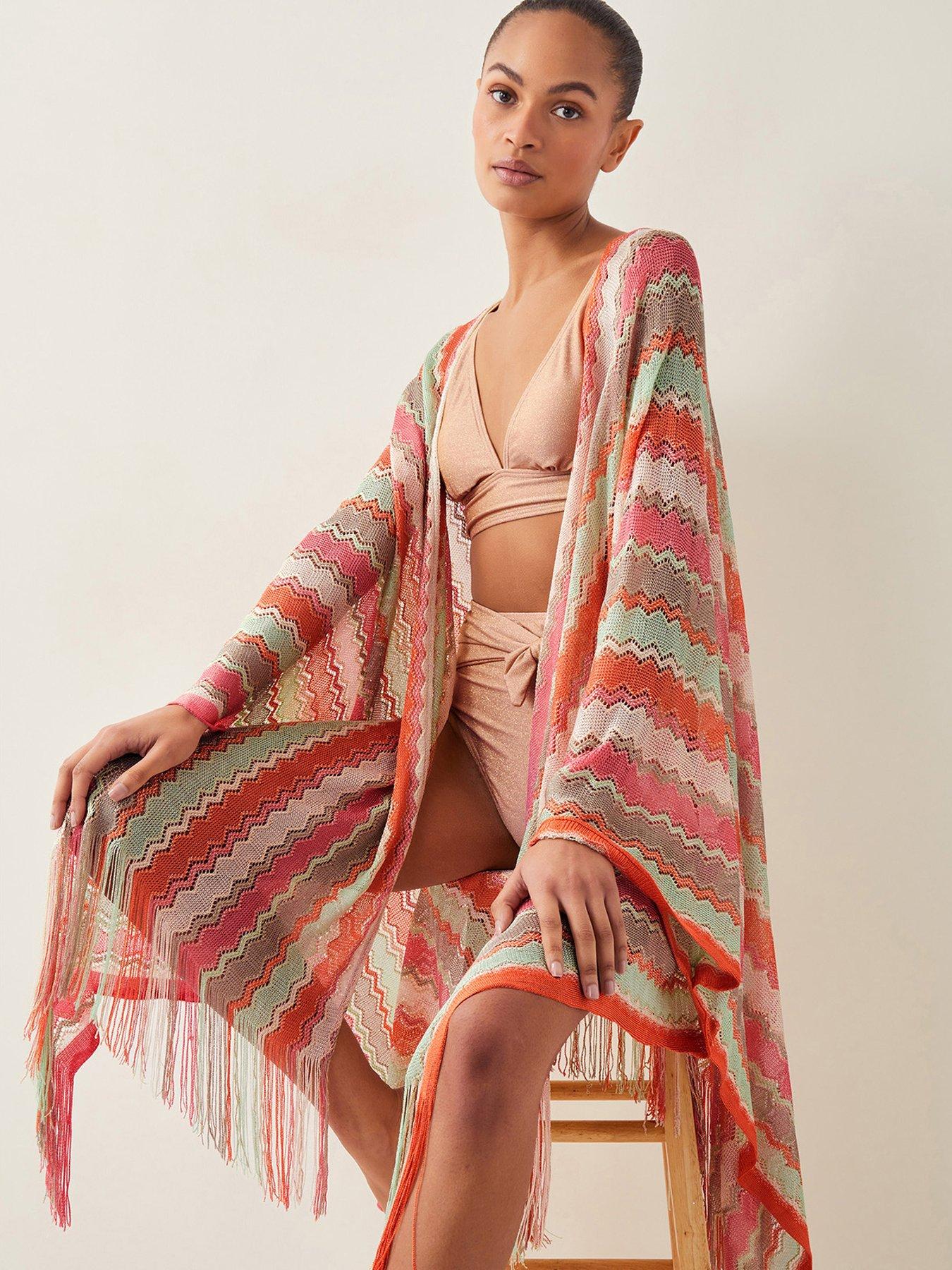 Image 3 of 5 of Monsoon Clara Zig Zag Kaftan - Orange
