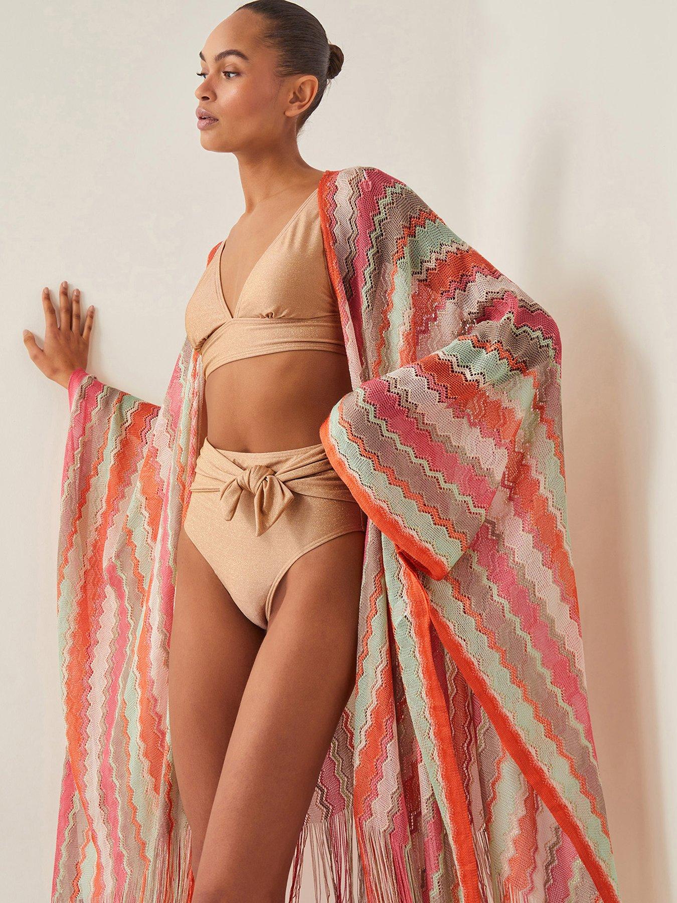 Image 4 of 5 of Monsoon Clara Zig Zag Kaftan - Orange