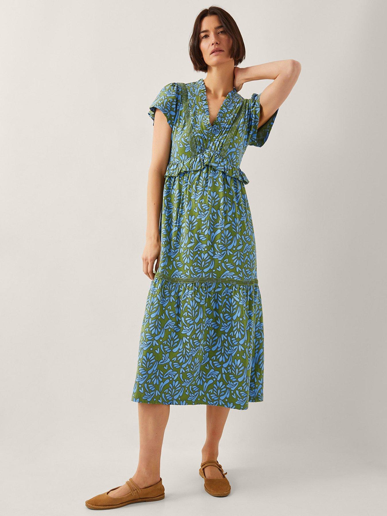 undefined Bryony Print Jersey Dress - Green