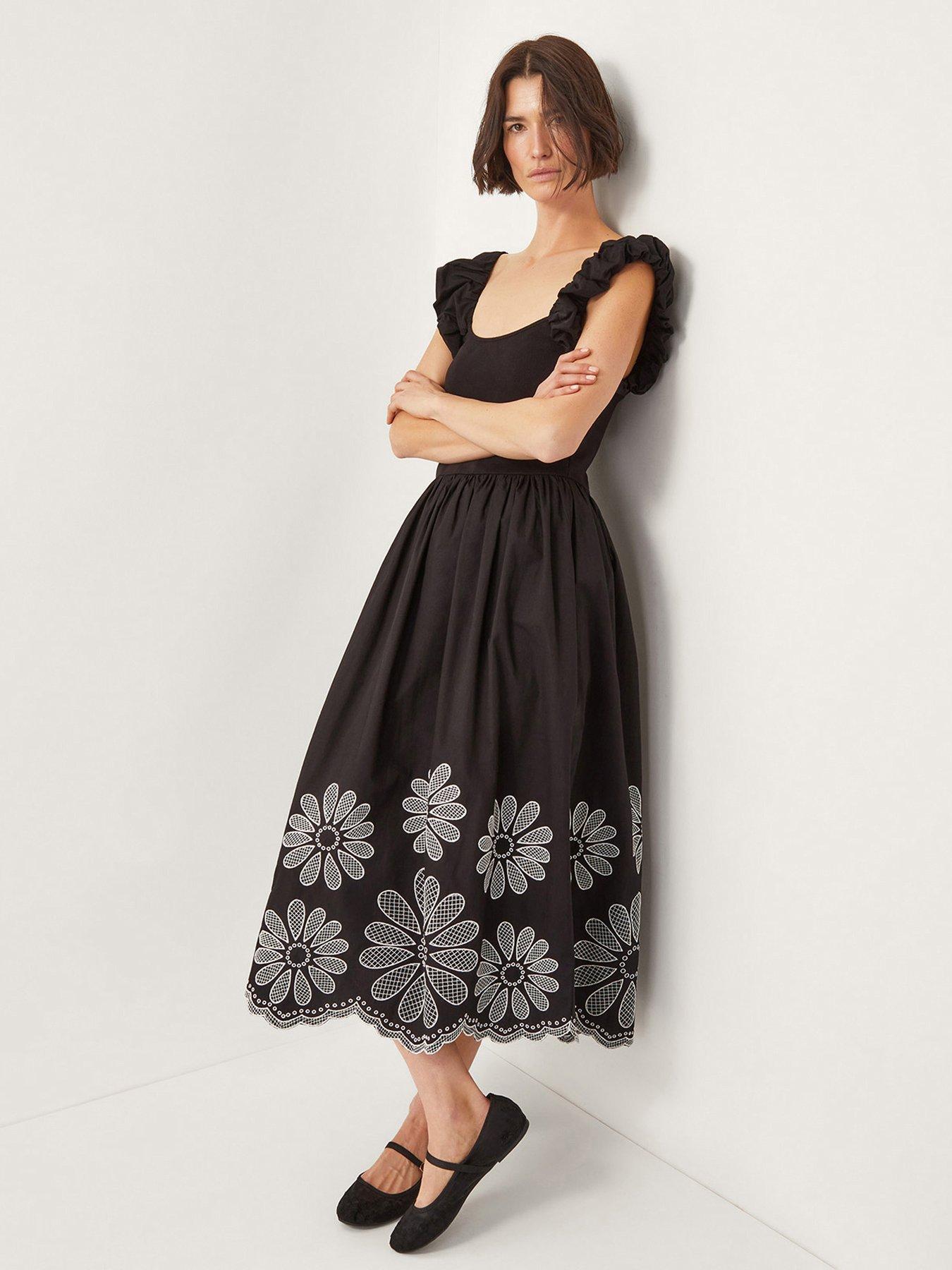 undefined Ella Embellished Fabric Mix Dress - Black