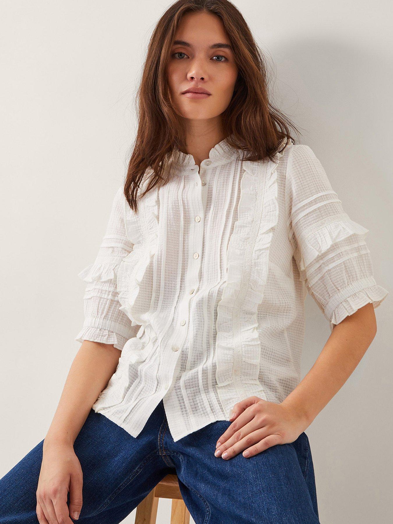 undefined Meesha Frill Shirt - Ivory