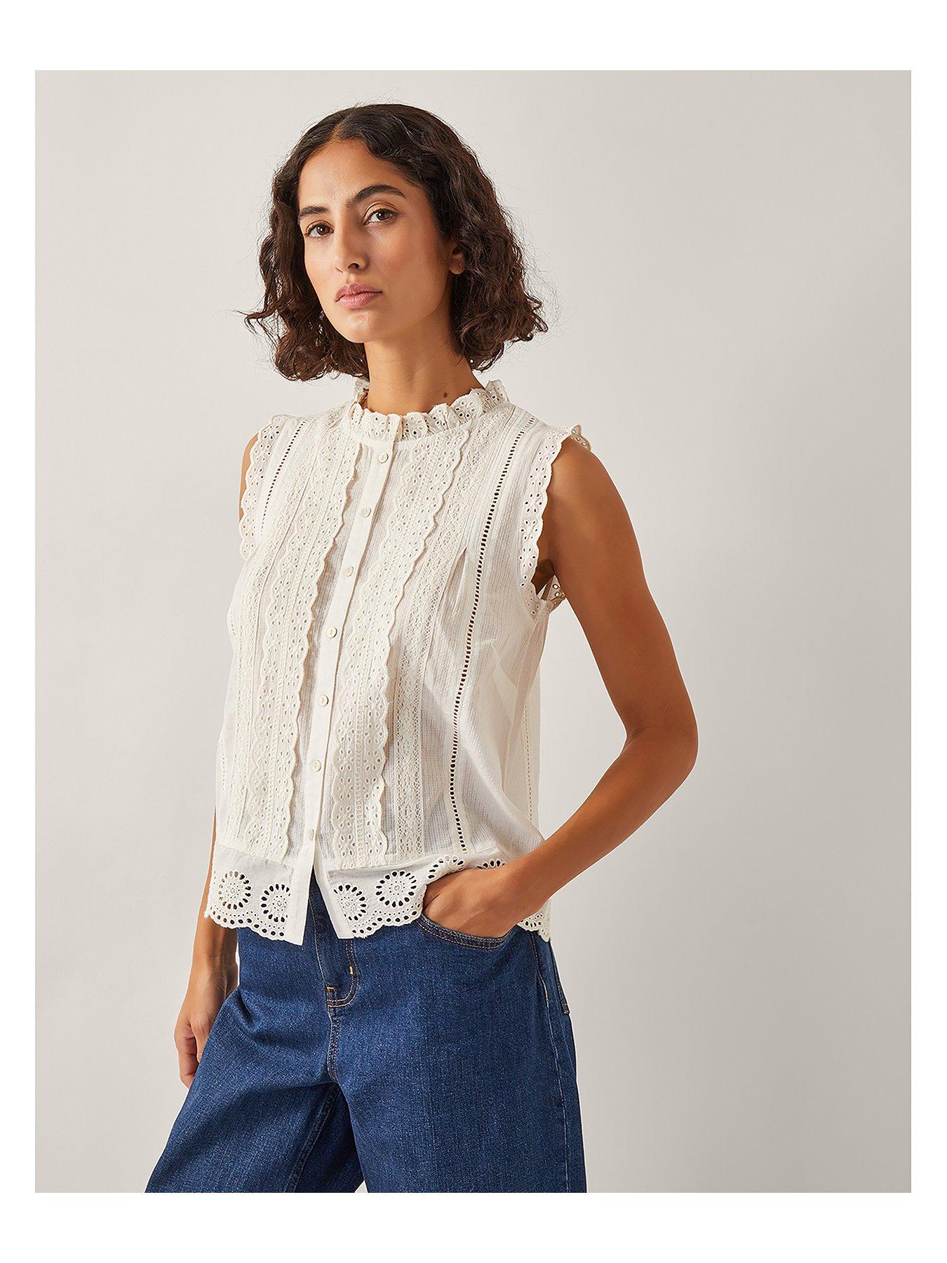 Image of Monsoon Trish Frill Shirt - Ivory