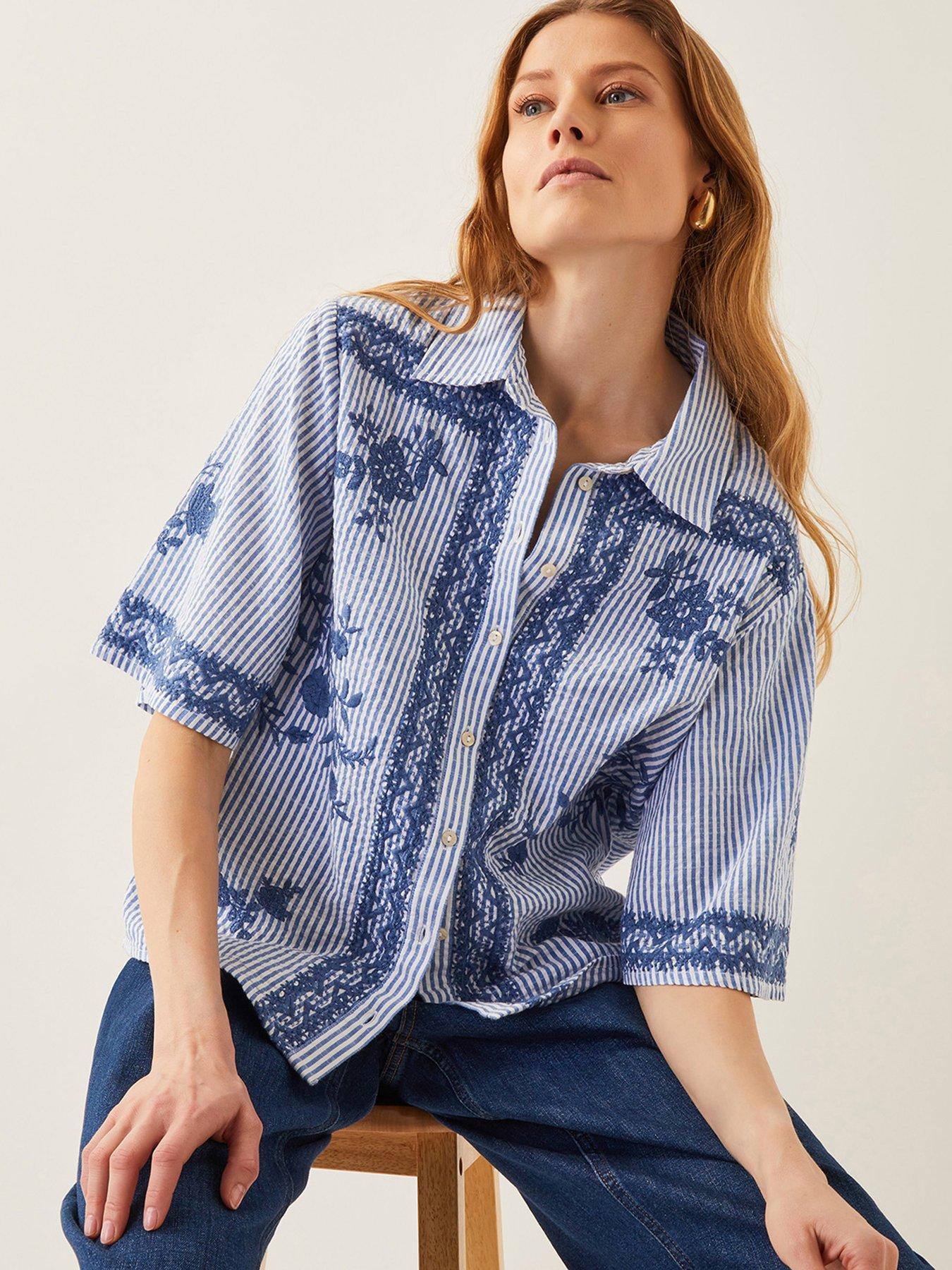 undefined Marlowe Embellished Shirt - Blue