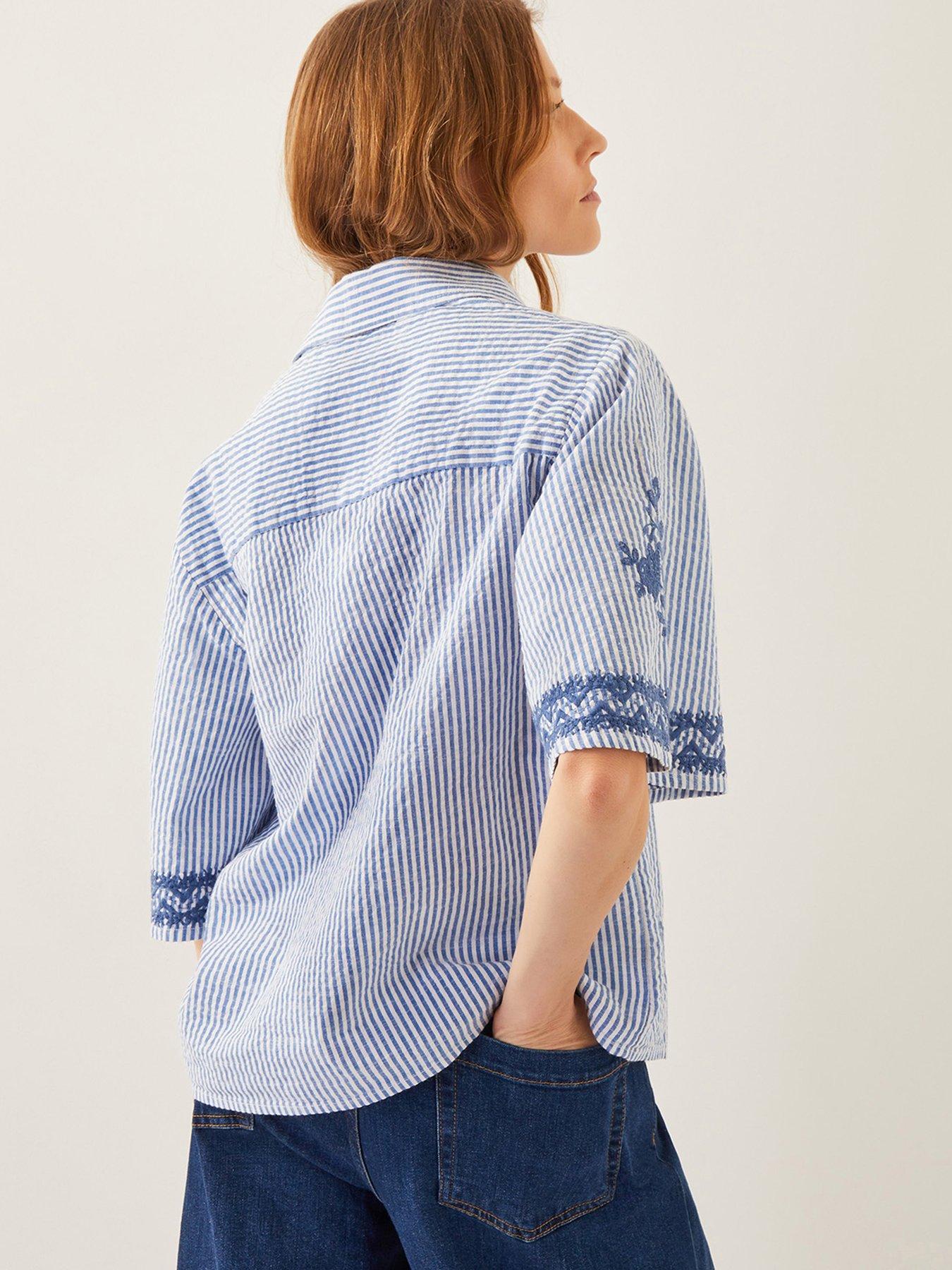 Image 2 of 5 of Monsoon Marlowe Embellished Shirt - Blue