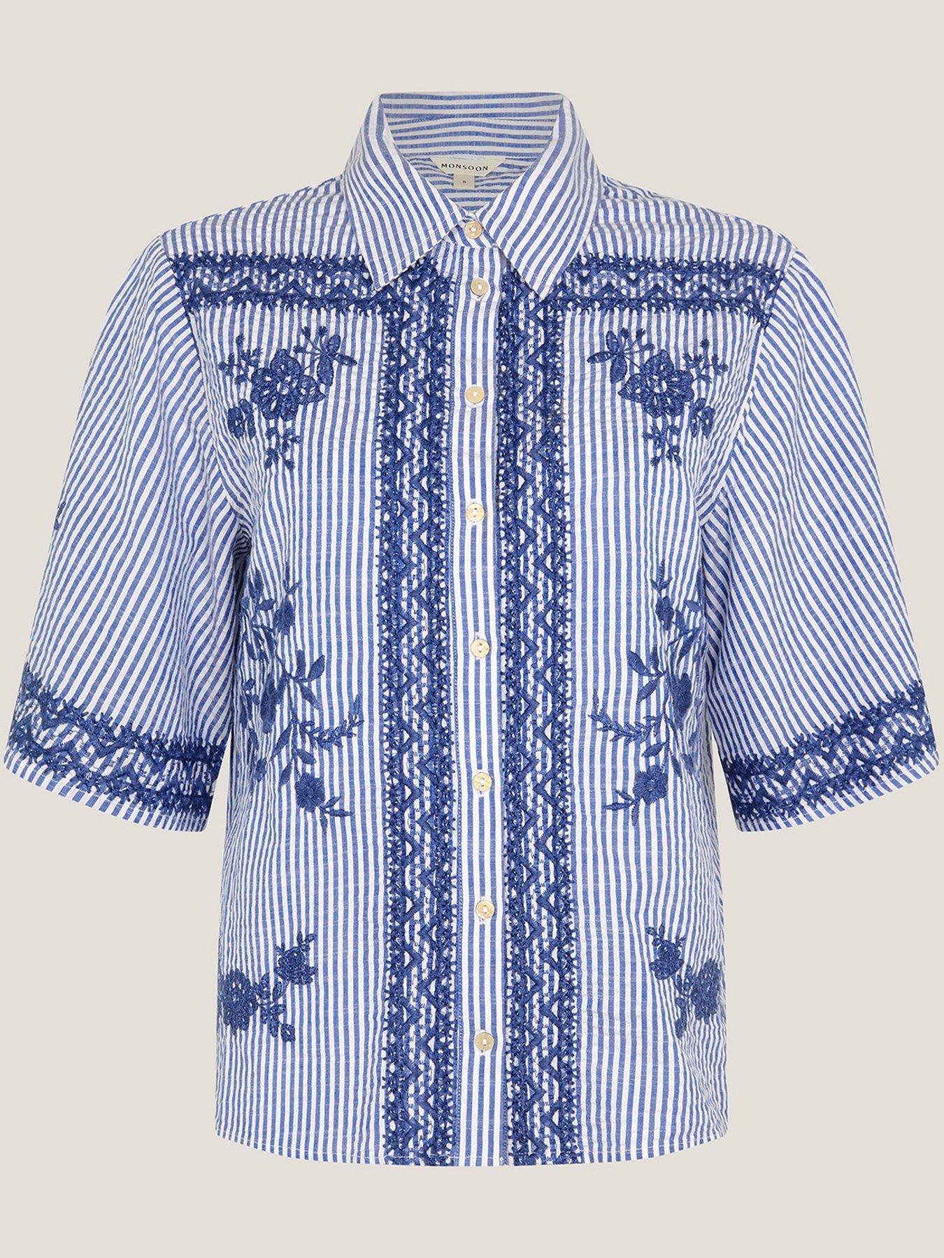 Image 3 of 5 of Monsoon Marlowe Embellished Shirt - Blue