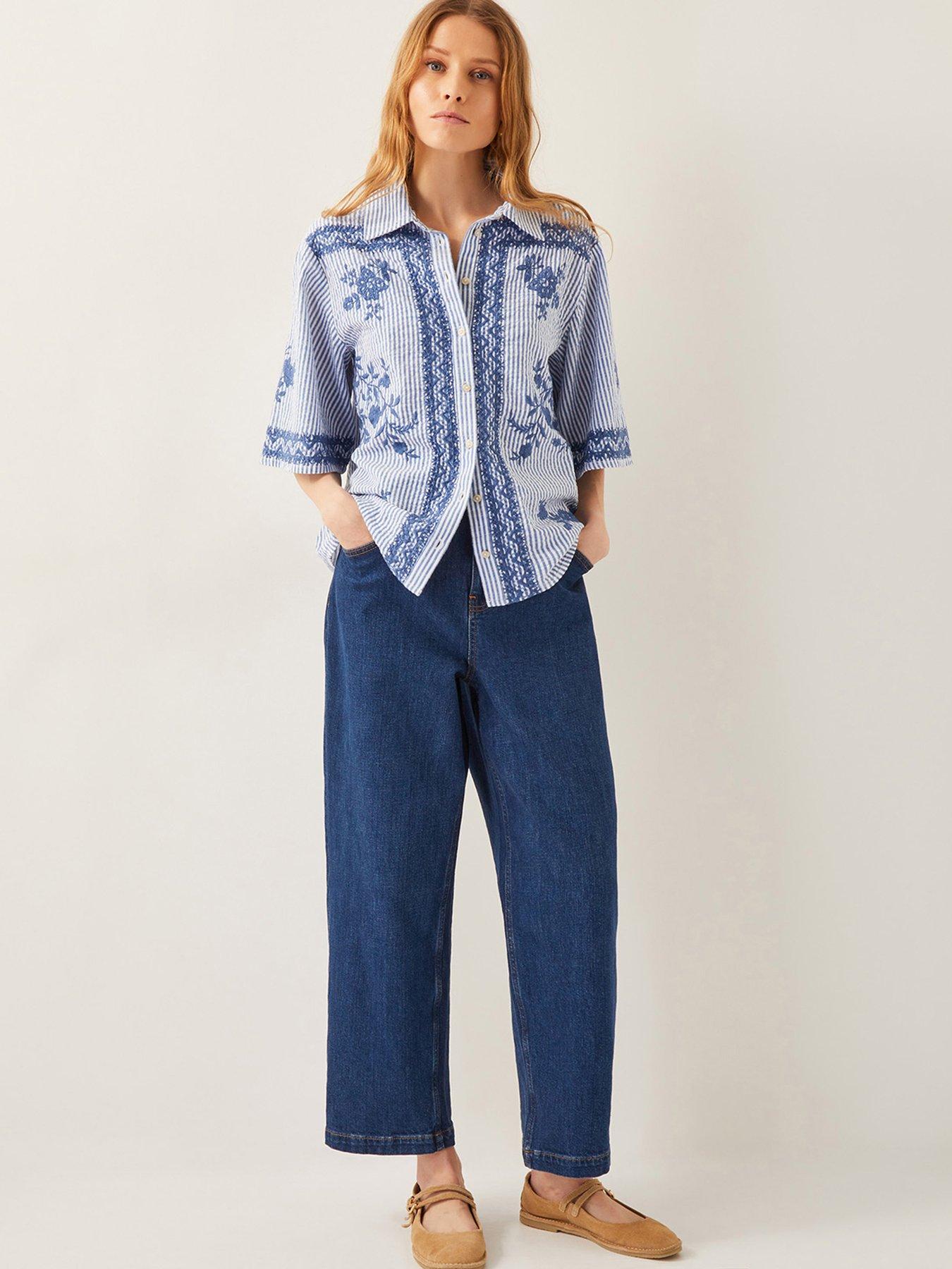 Image 4 of 5 of Monsoon Marlowe Embellished Shirt - Blue