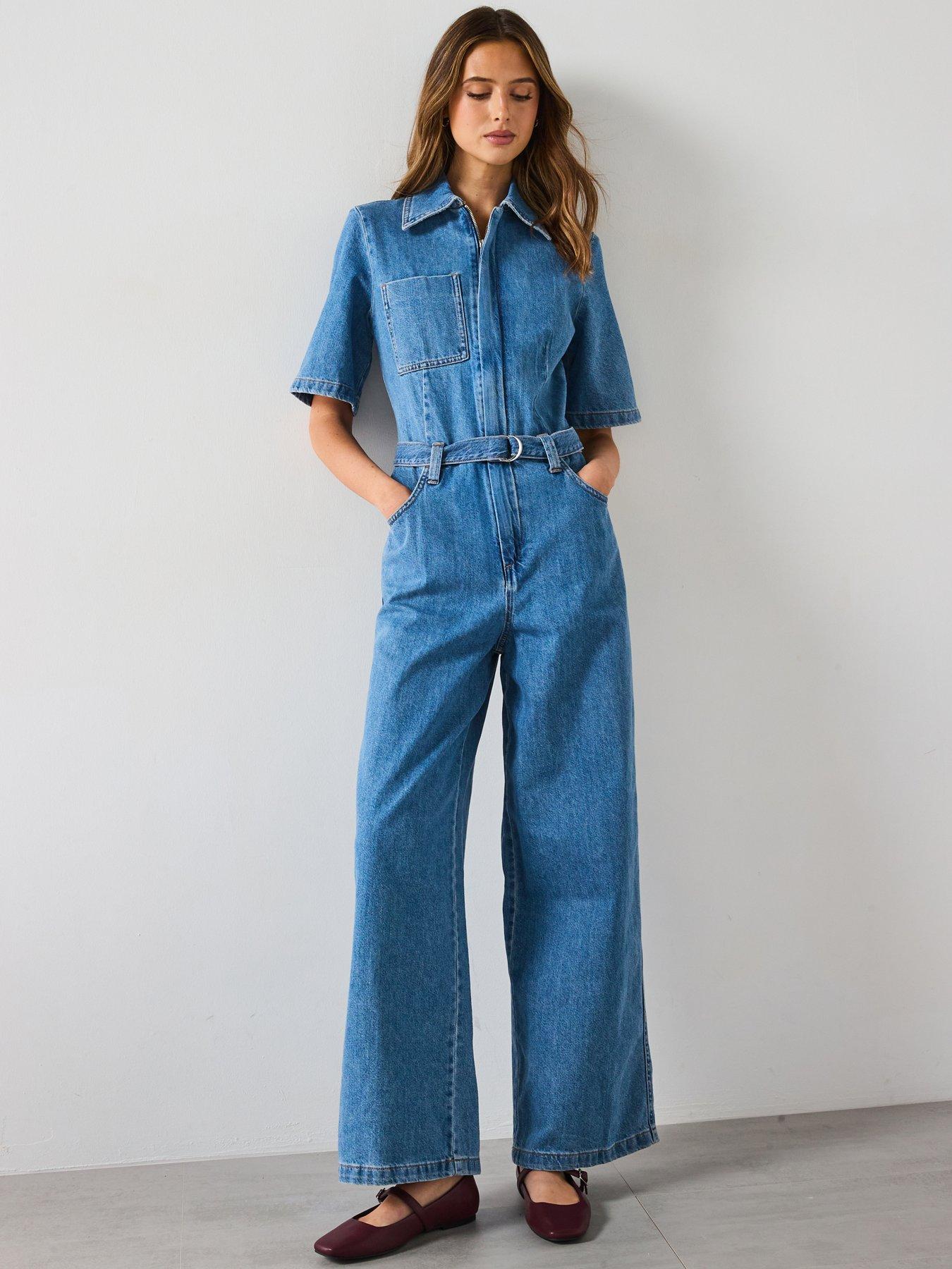 undefined Denim Jumpsuit Belt - Blue