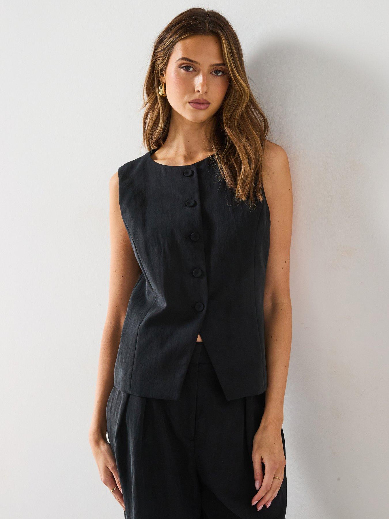 undefined Straight Lyocell Suit Waistcoat - Black