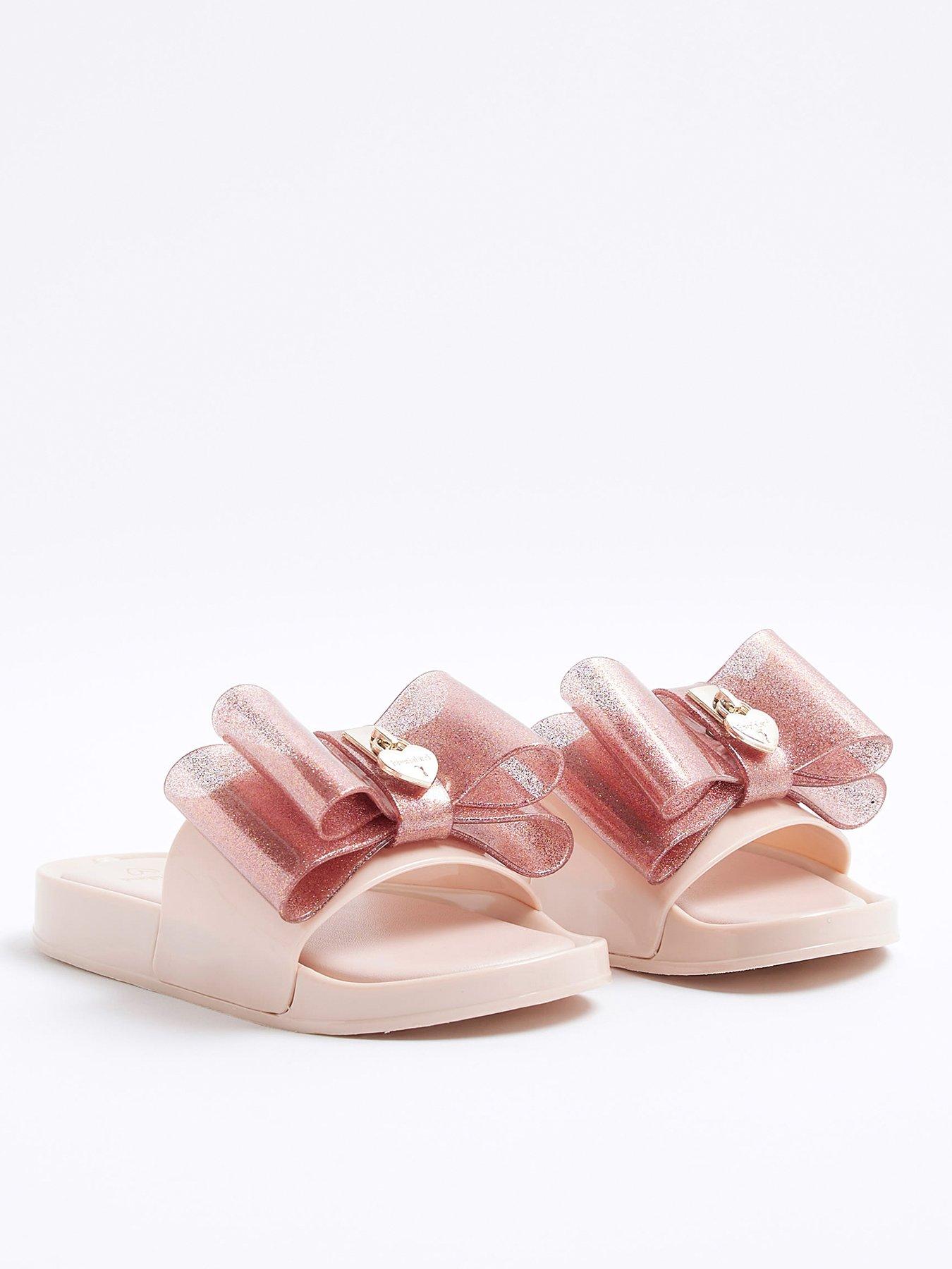Image 2 of 5 of River Island Girls Bow Sliders - Pink