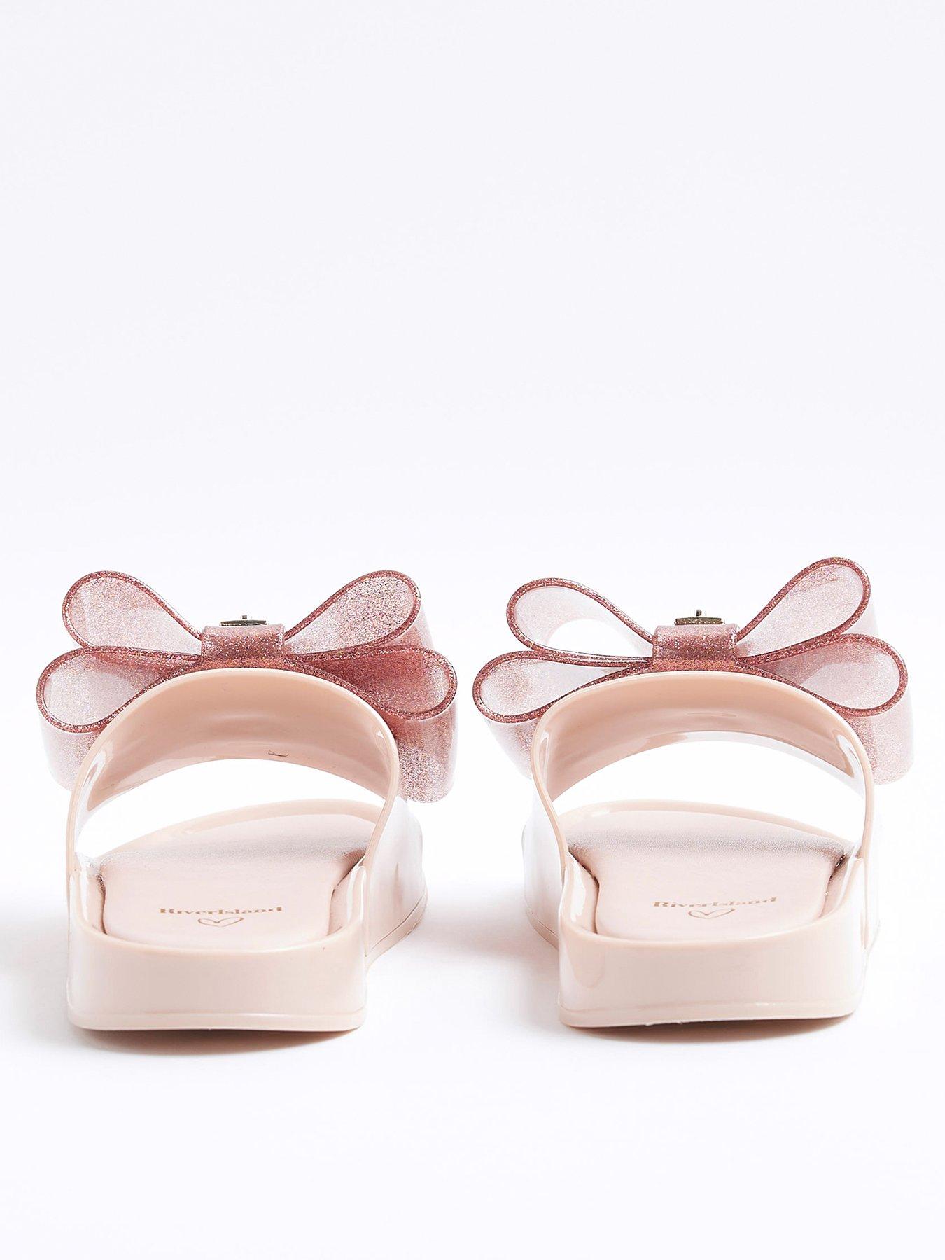 Image 3 of 5 of River Island Girls Bow Sliders - Pink