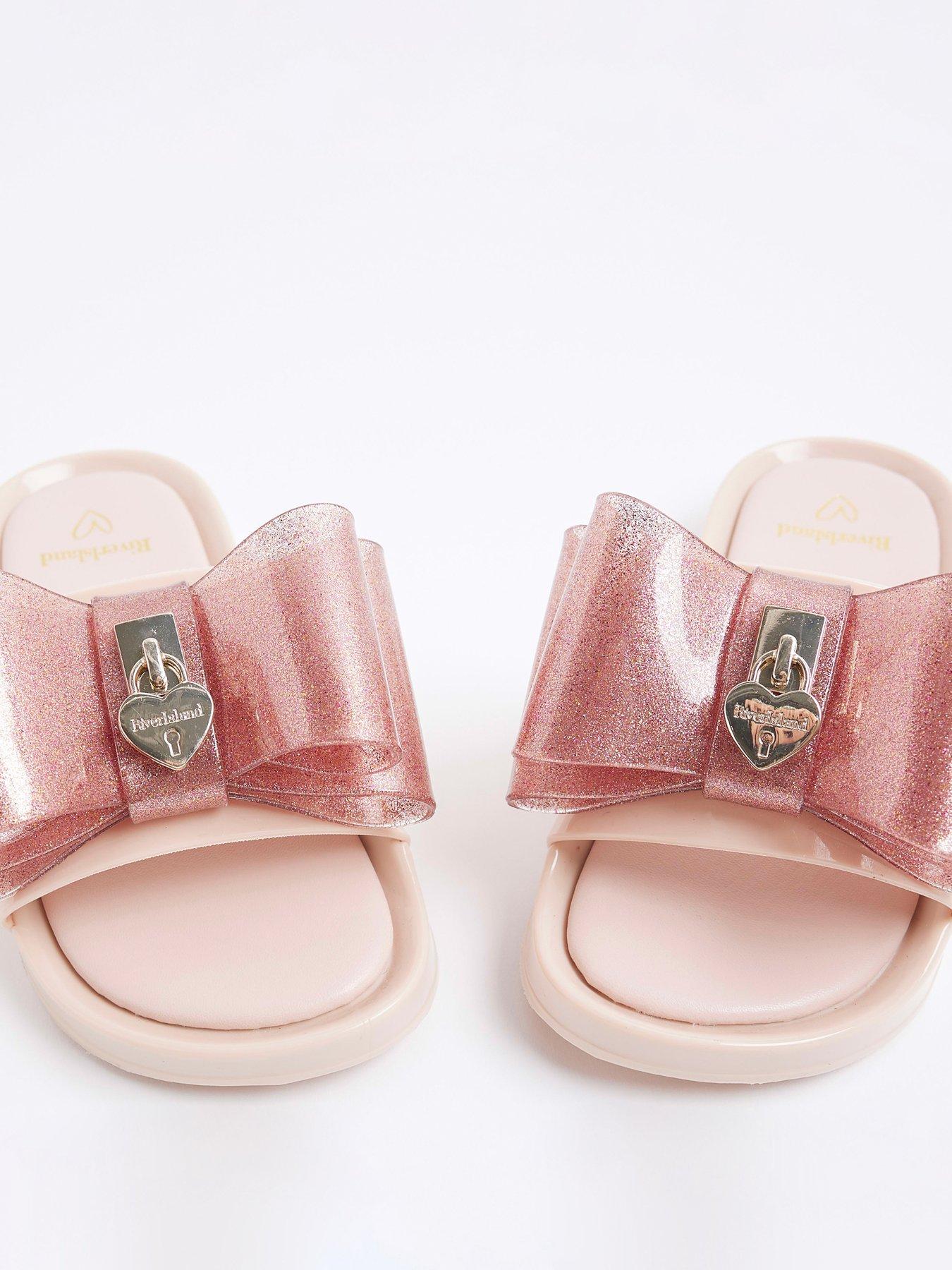 Image 4 of 5 of River Island Girls Bow Sliders - Pink