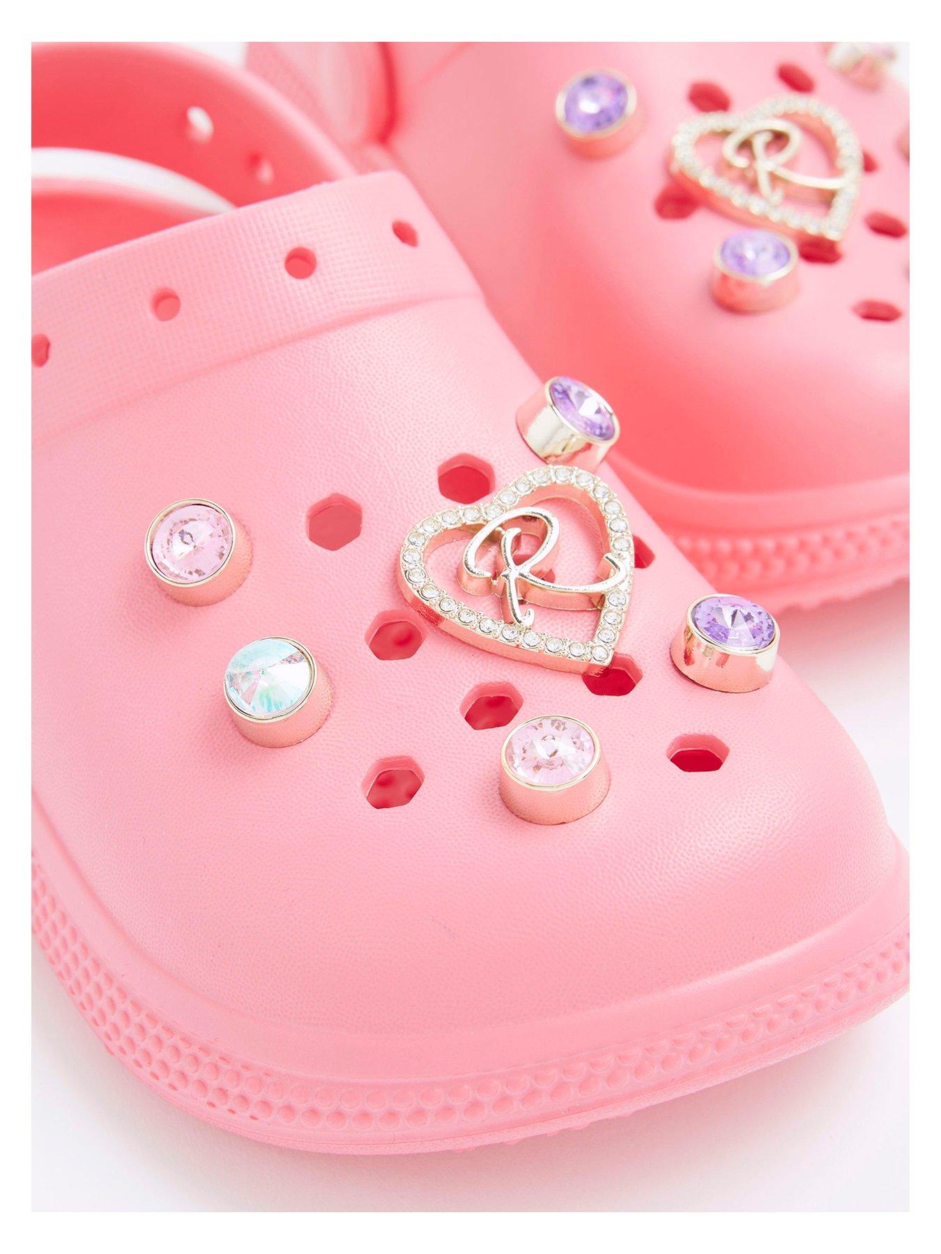 Image 5 of 5 of River Island Older Girls Heart Gem Clogs - Pink