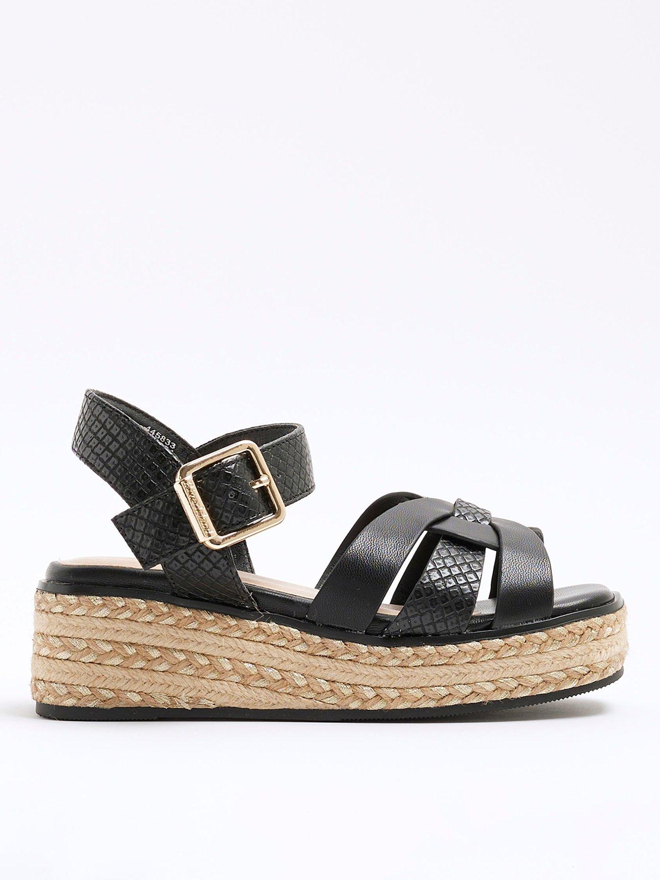 undefined Girls Weave Wedge Sandals - Black