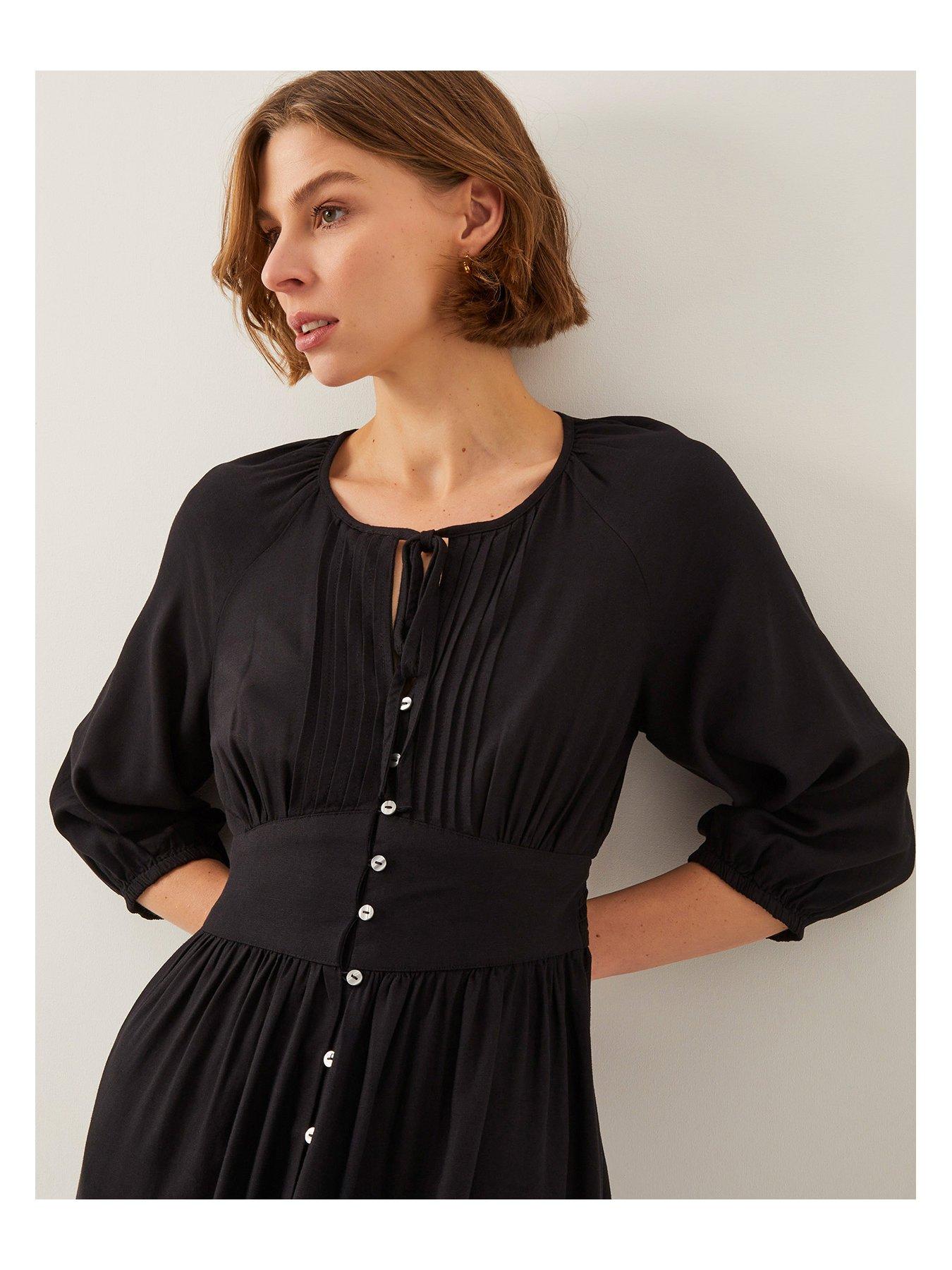 Monsoon Polly Linen Dress - Black | Very