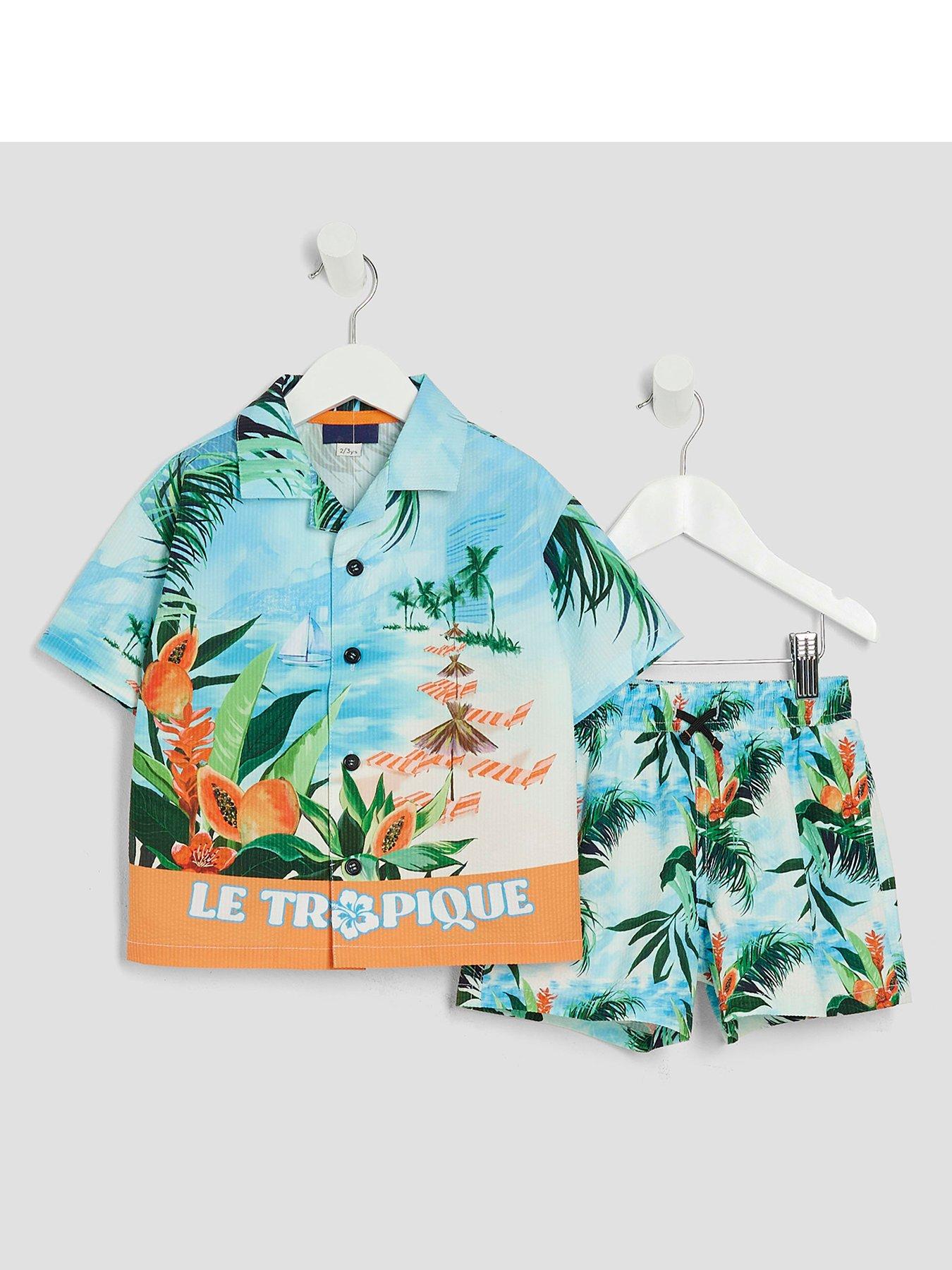 undefined Boys Resort Shirt  &  Shorts Swim Set - Blue