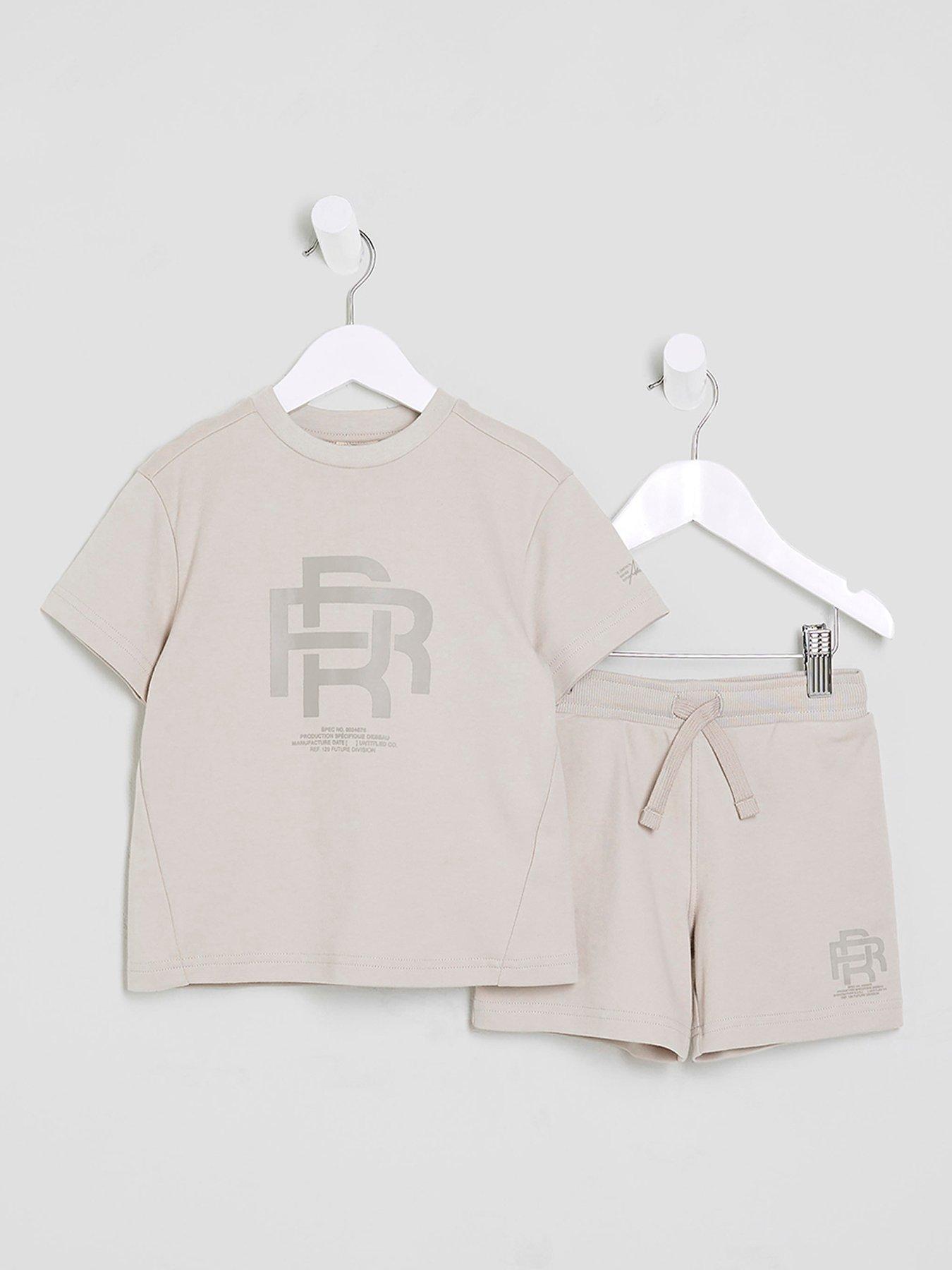undefined Boy Rr T-Shirt And Shorts Set - Beige