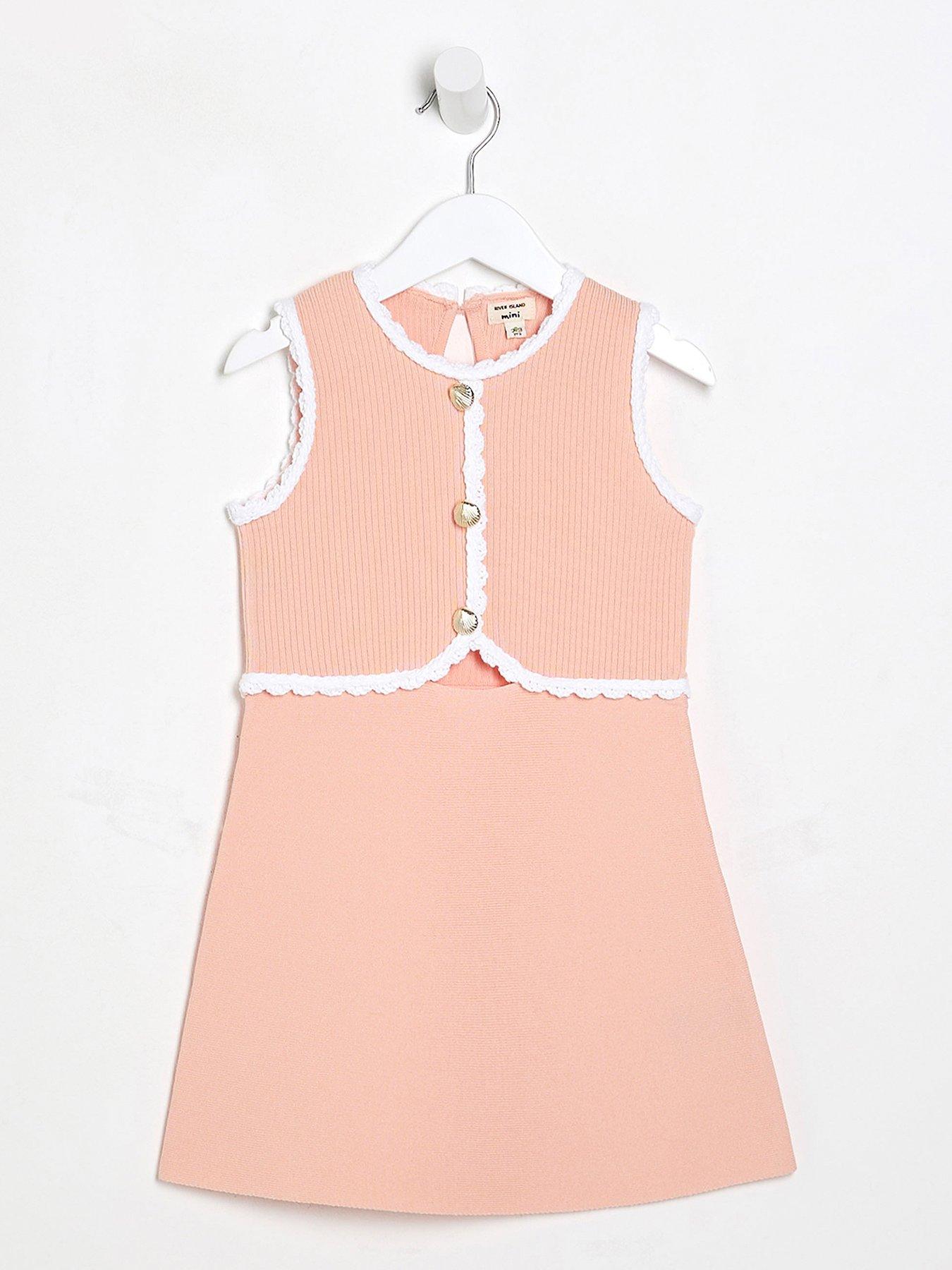 undefined Girls Cut Out Skater Dress - Coral