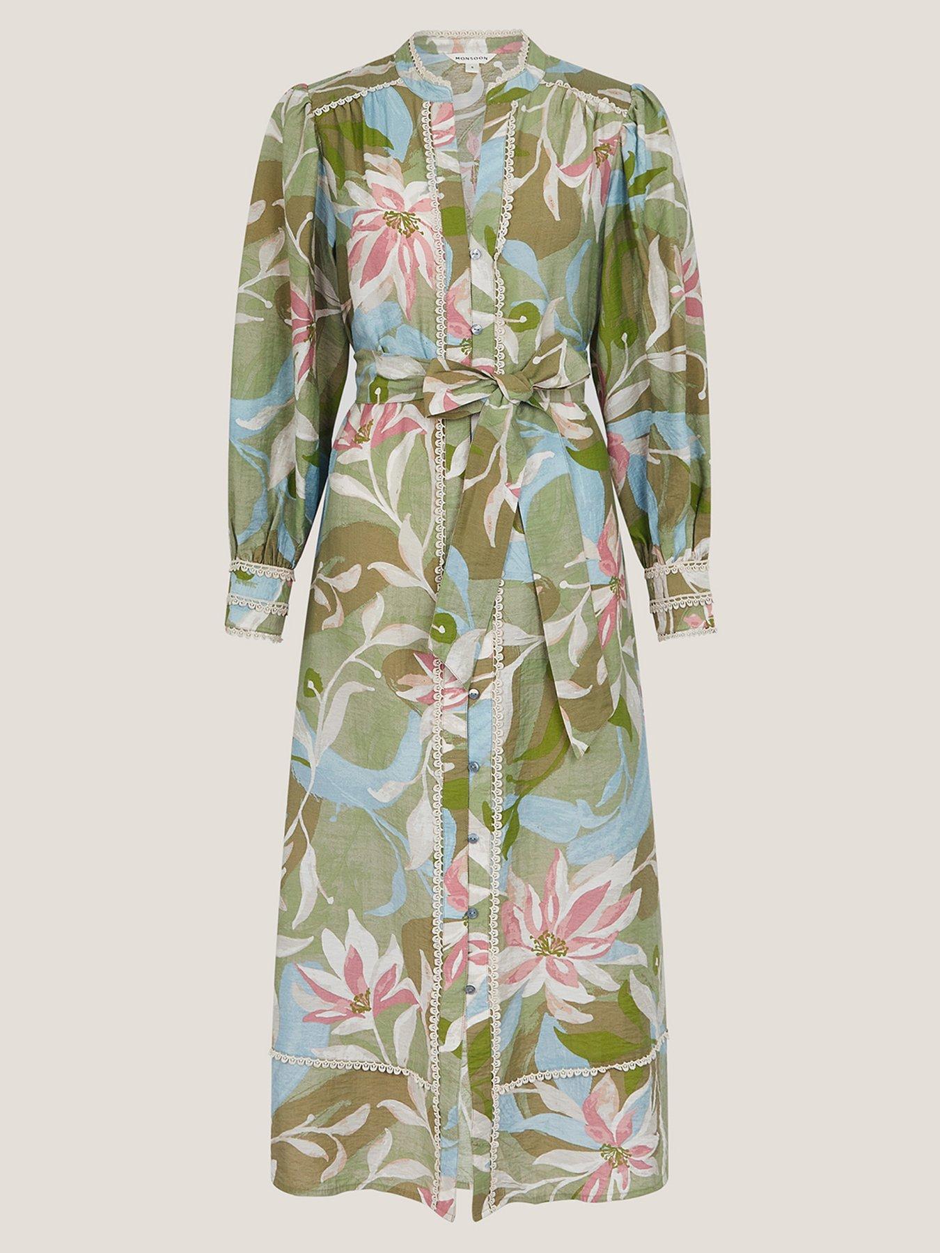 Image 3 of 5 of Monsoon Piper Print Dress - Khaki