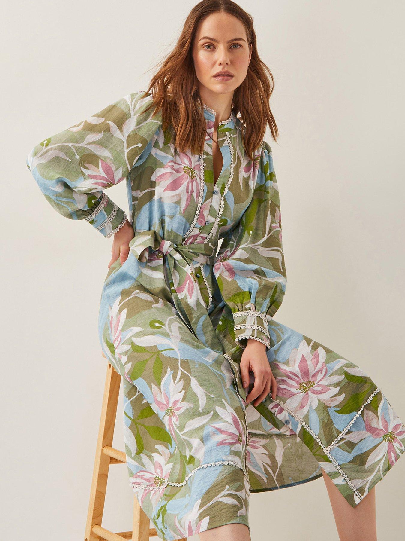 Image 4 of 5 of Monsoon Piper Print Dress - Khaki