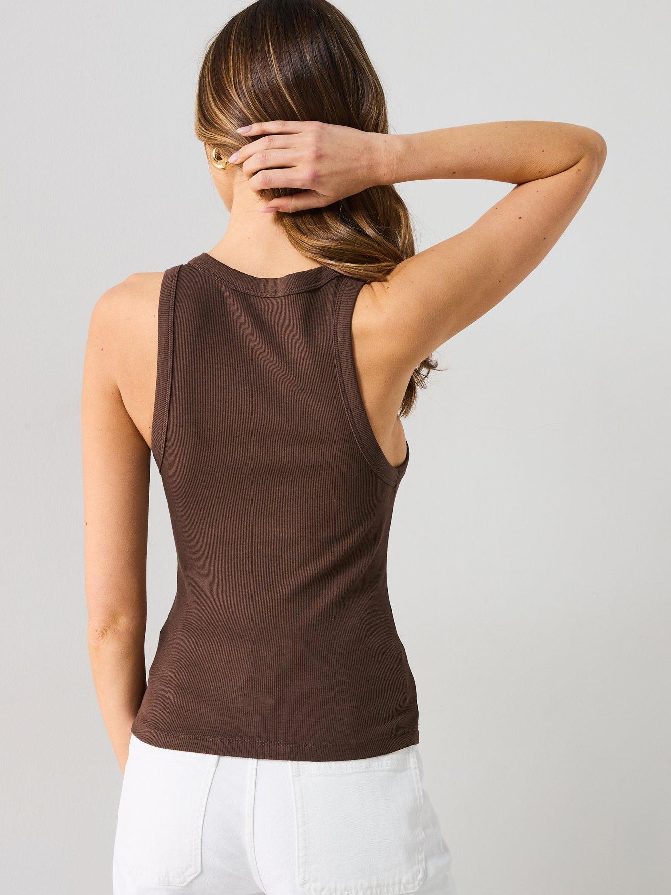 Image 2 of 6 of Mango Halter Neck Lyocell Top - Brown