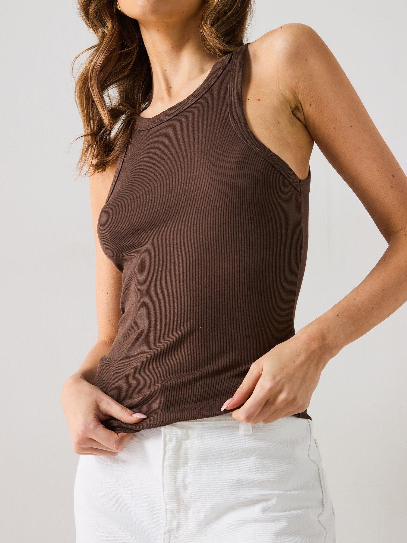 Image 5 of 6 of Mango Halter Neck Lyocell Top - Brown