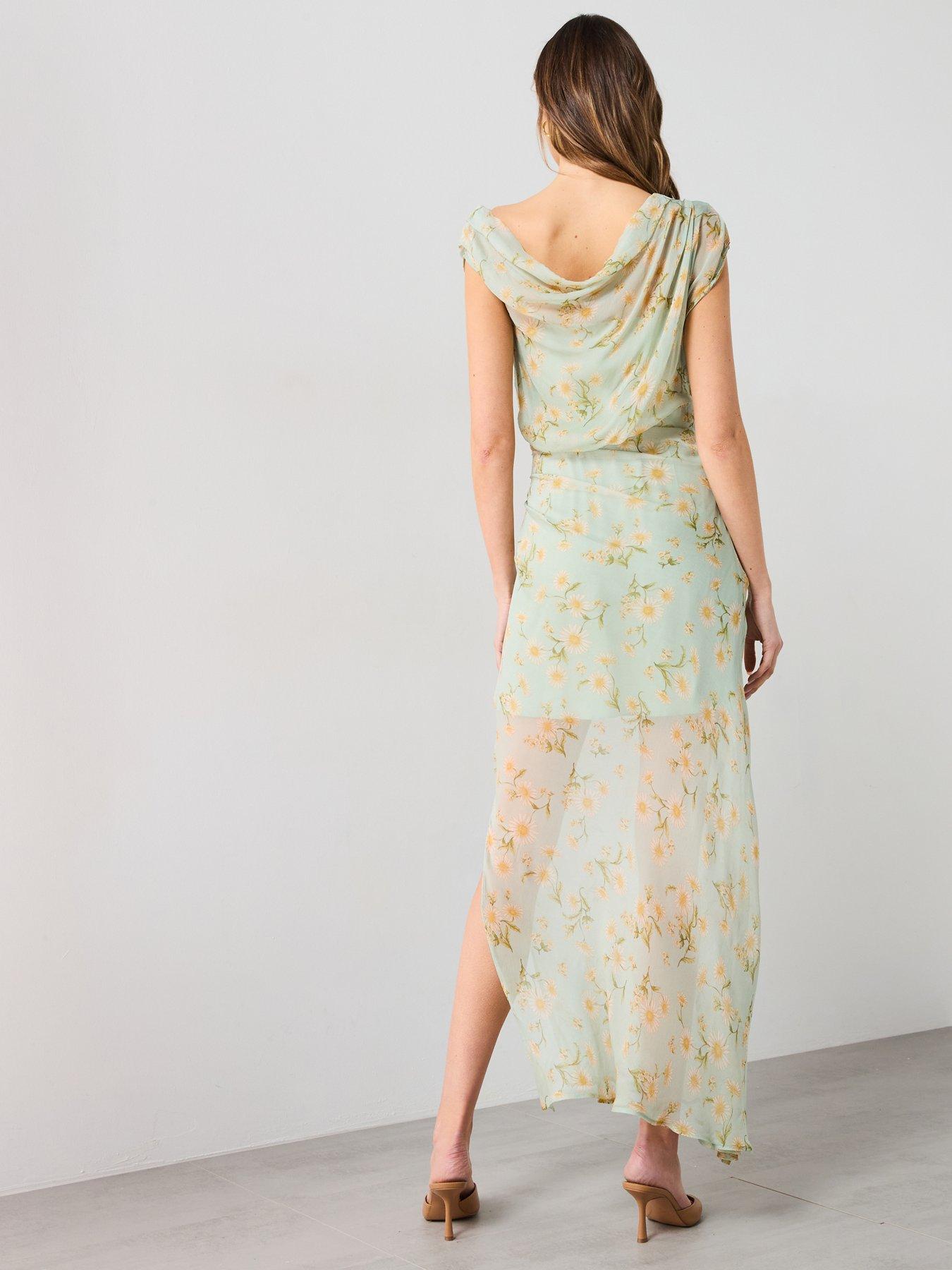 hawaiian formal party dress KOH KOH Petite Womens Long One Shoulder Tropical Hibiscus Flower Print Spring Summer Cocktail Sexy Tall Flowy Sundress Maxi Dresses Gown Gowns, Blue & Multi Color XS 2-4 category_l1_Dresses