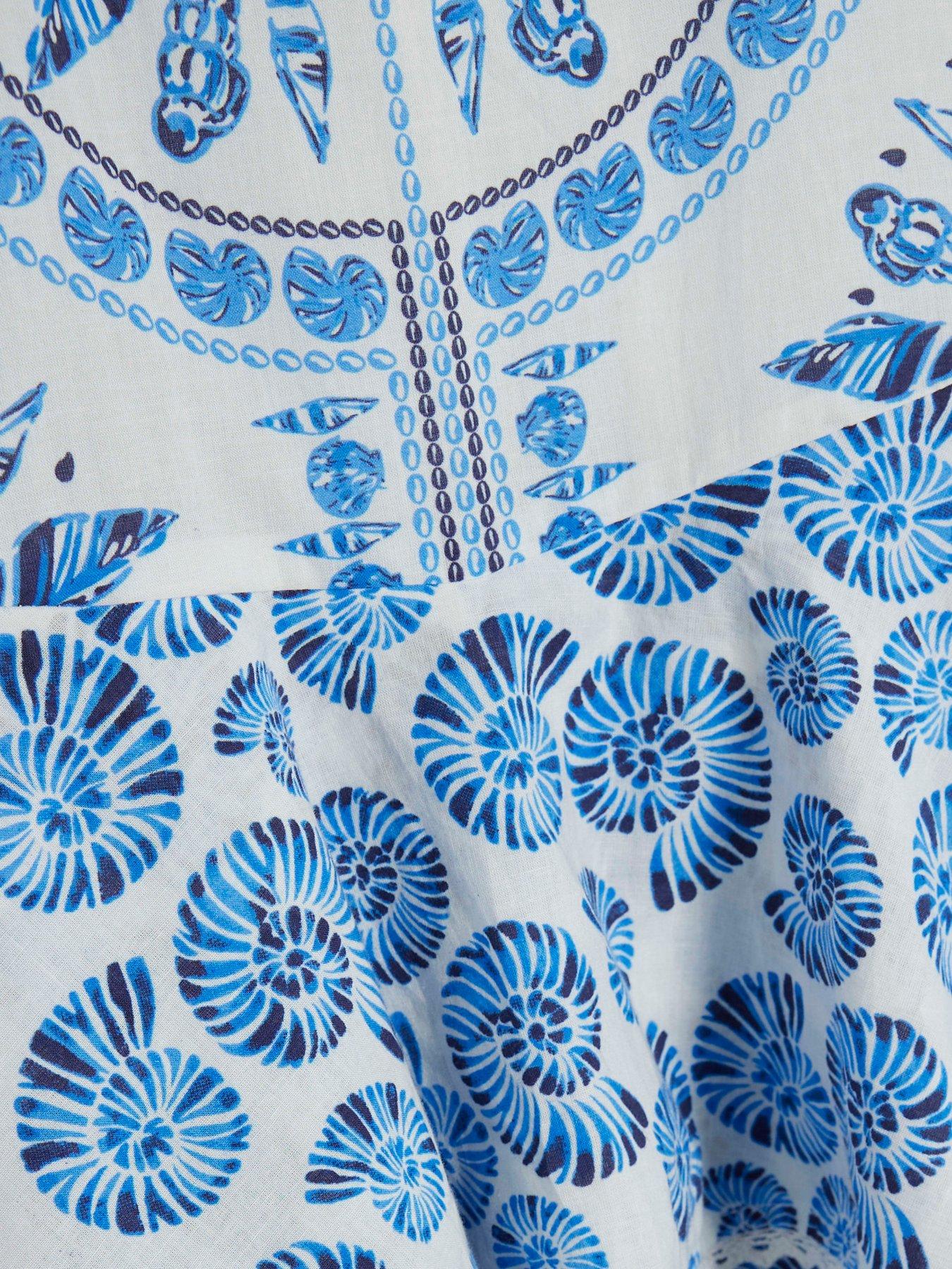 Image 4 of 4 of River Island Older Girls Shell Aztec Dress - Blue