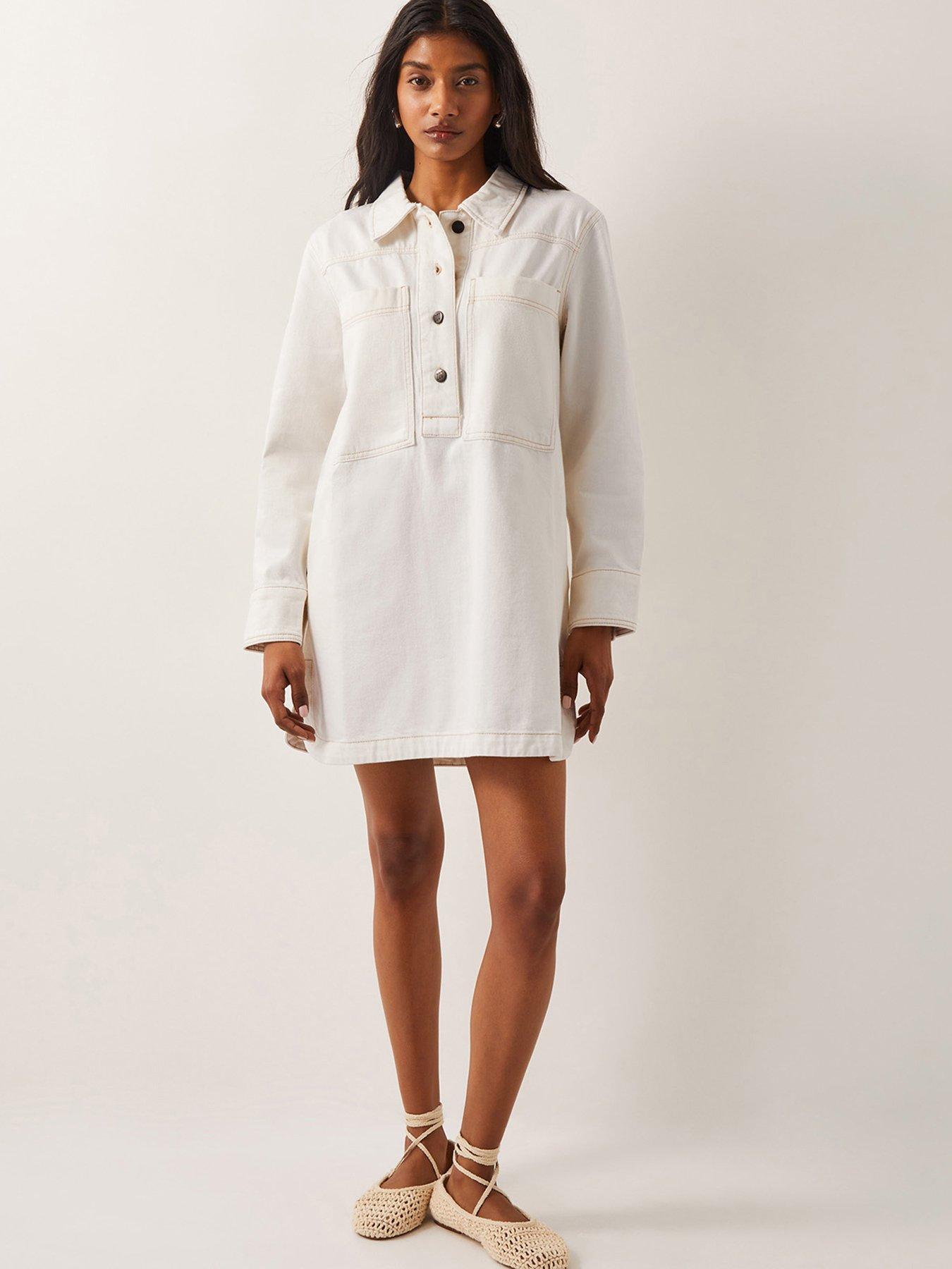 Image 1 of 6 of Monsoon Nara Tunic Dress - Ecru