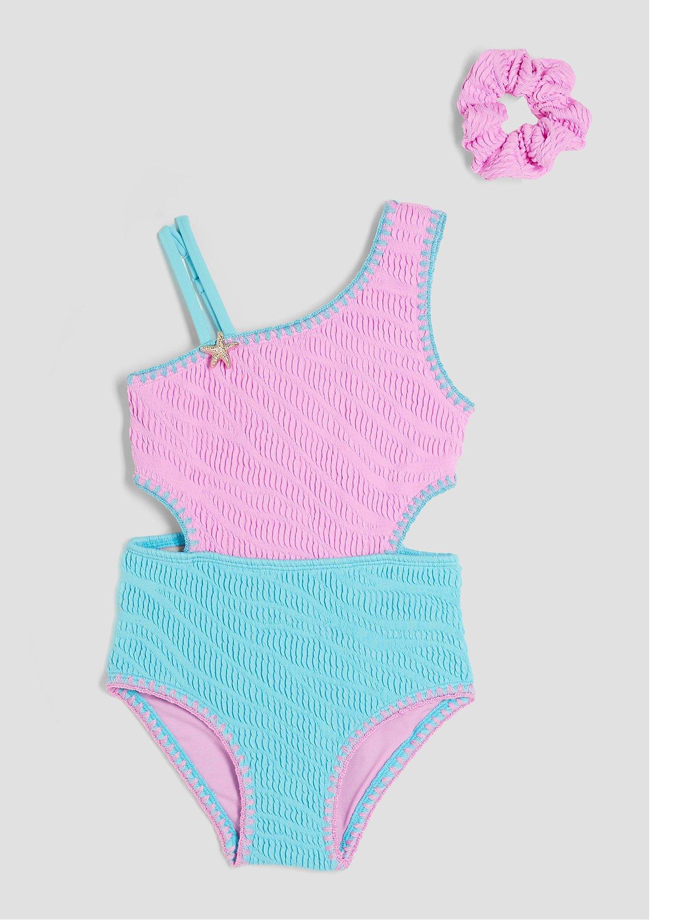 undefined Older Girl Starfish Swimsuit Set - Purple