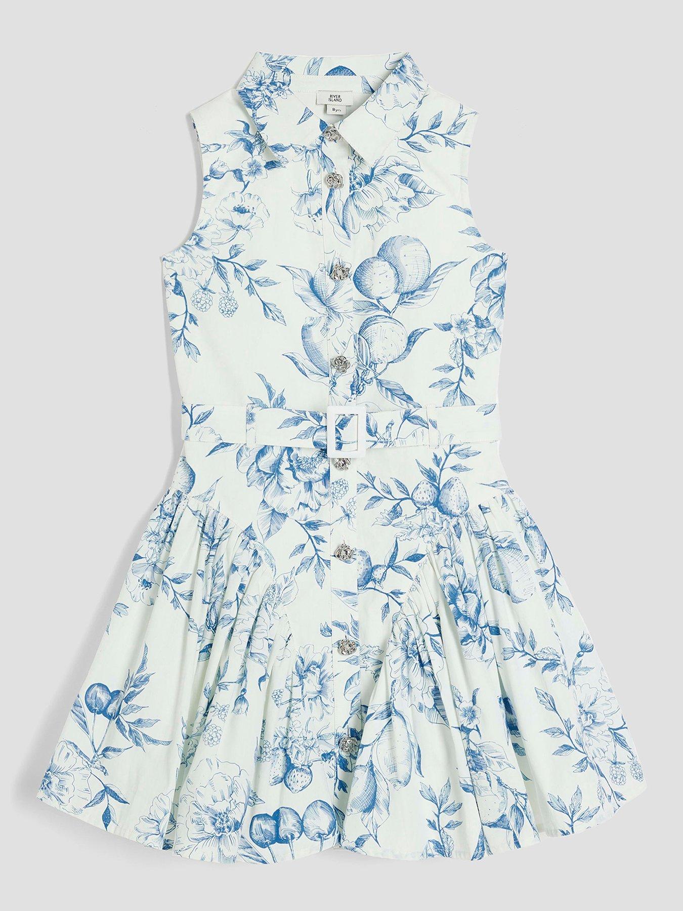 undefined Older Girls Prom Shirt Dress - Blue