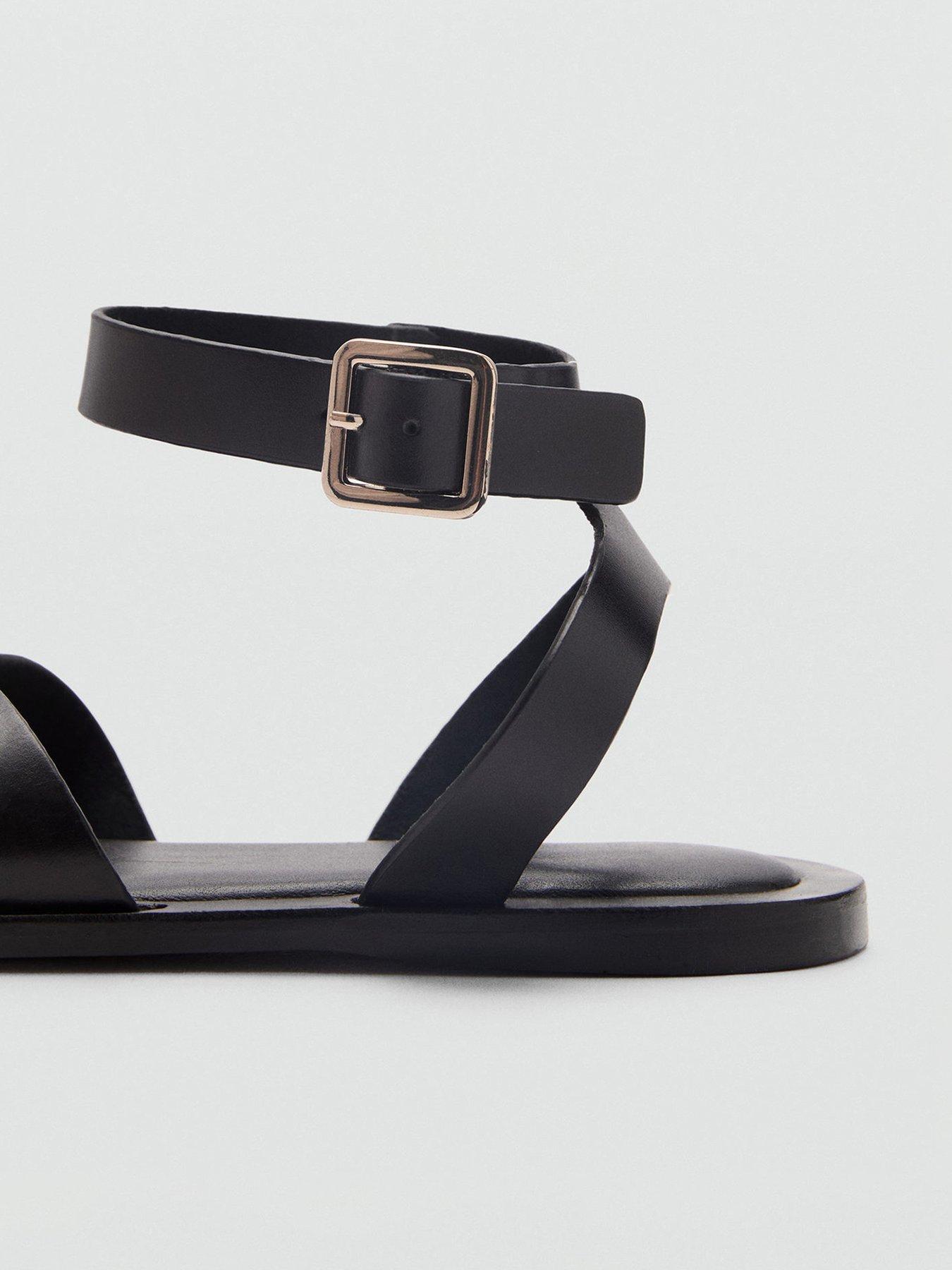 Mango Leather Sandals With Buckle Strap - Black | Very
