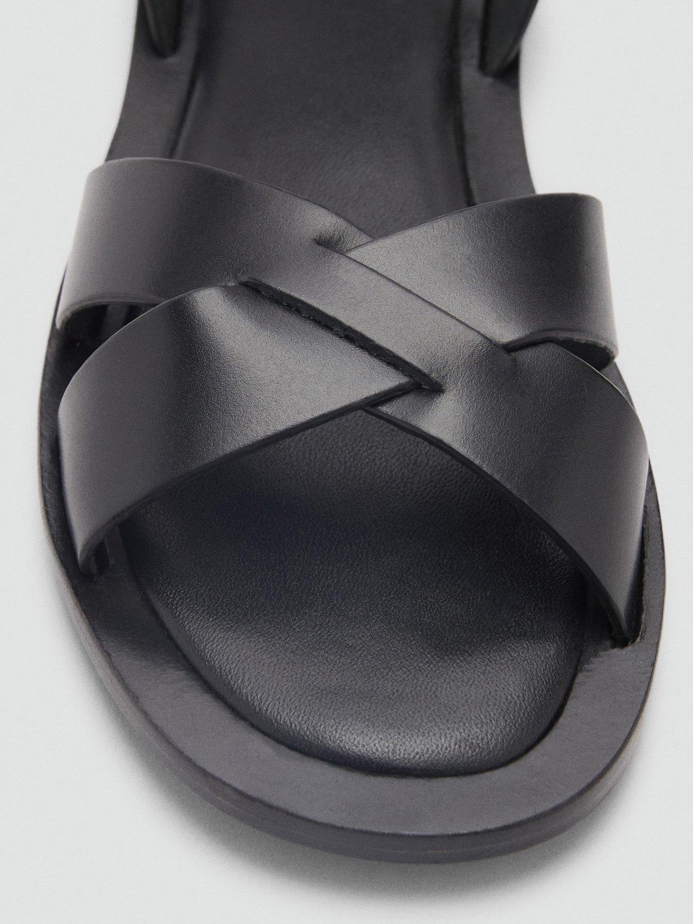 Mango Leather Sandals With Buckle Strap - Black | Very