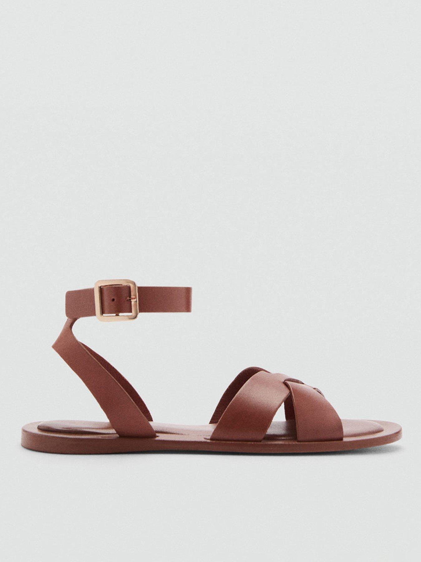 undefined Leather Sandals With Buckle Strap - Brown