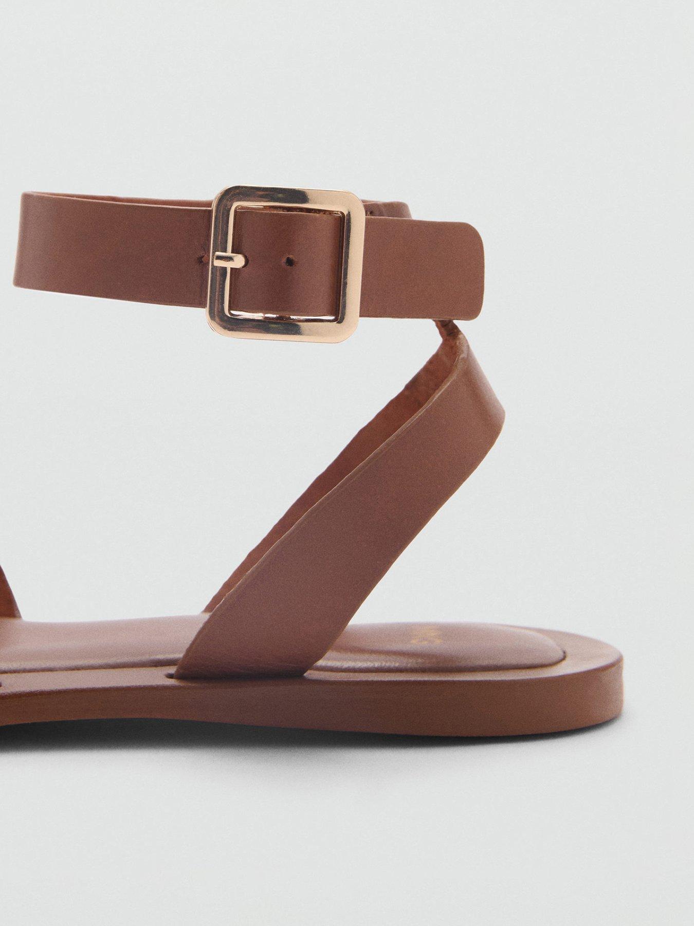 Open Toe Mango Buckle Flat Sandals Mango Leather Sandals With