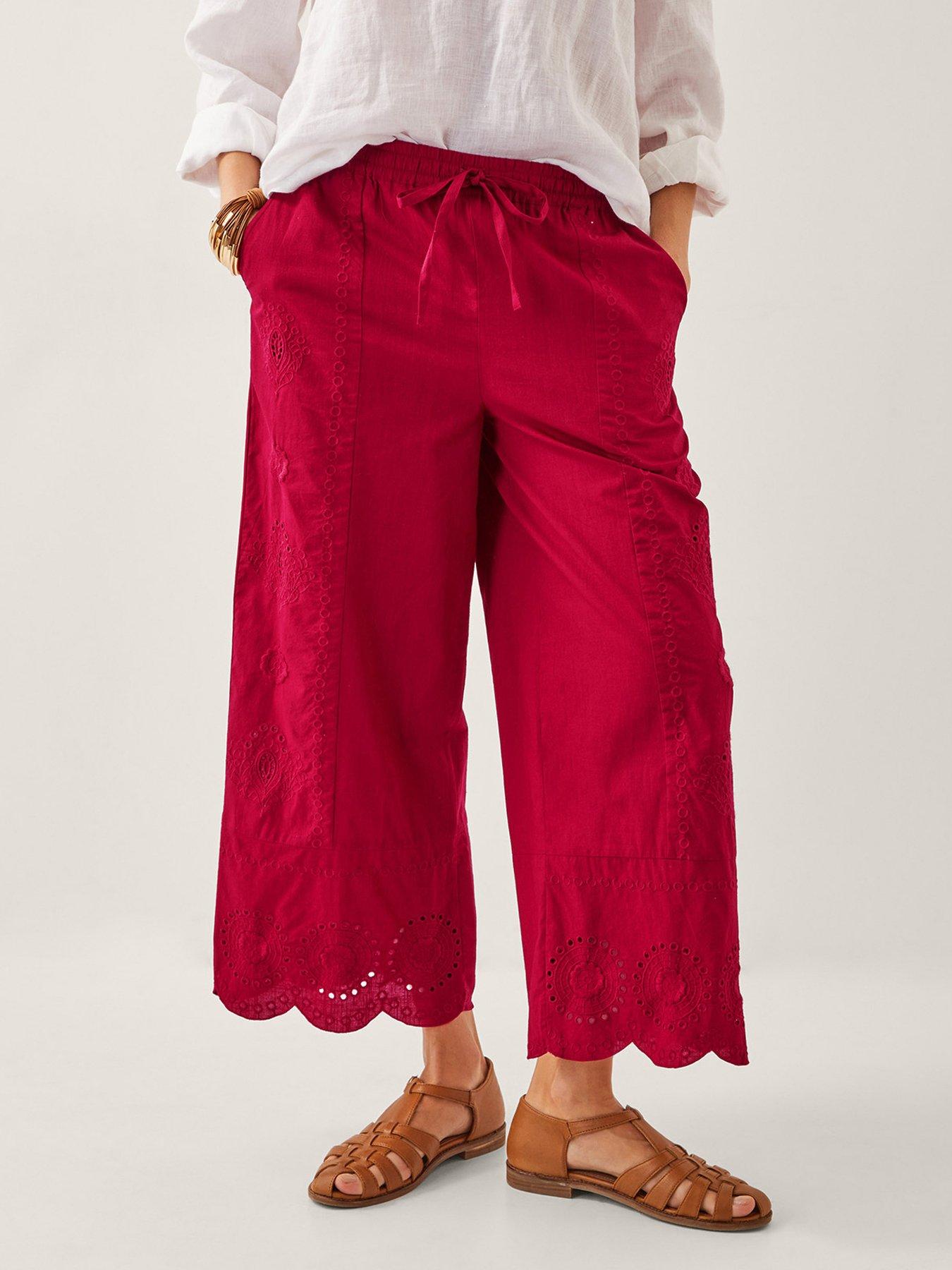 undefined Orla Broderie Trouser - Red