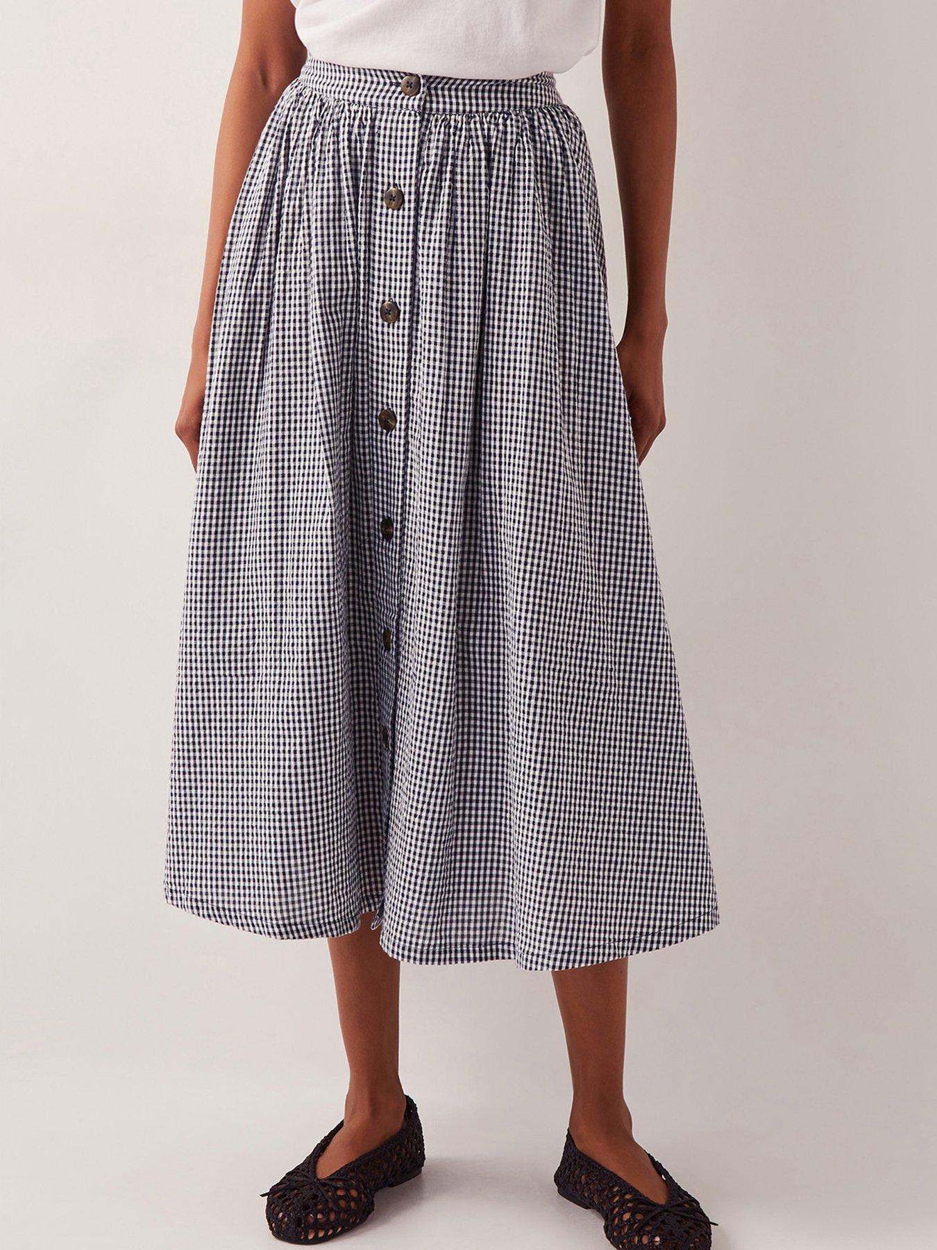 undefined Bea Gingham Skirt - Navy